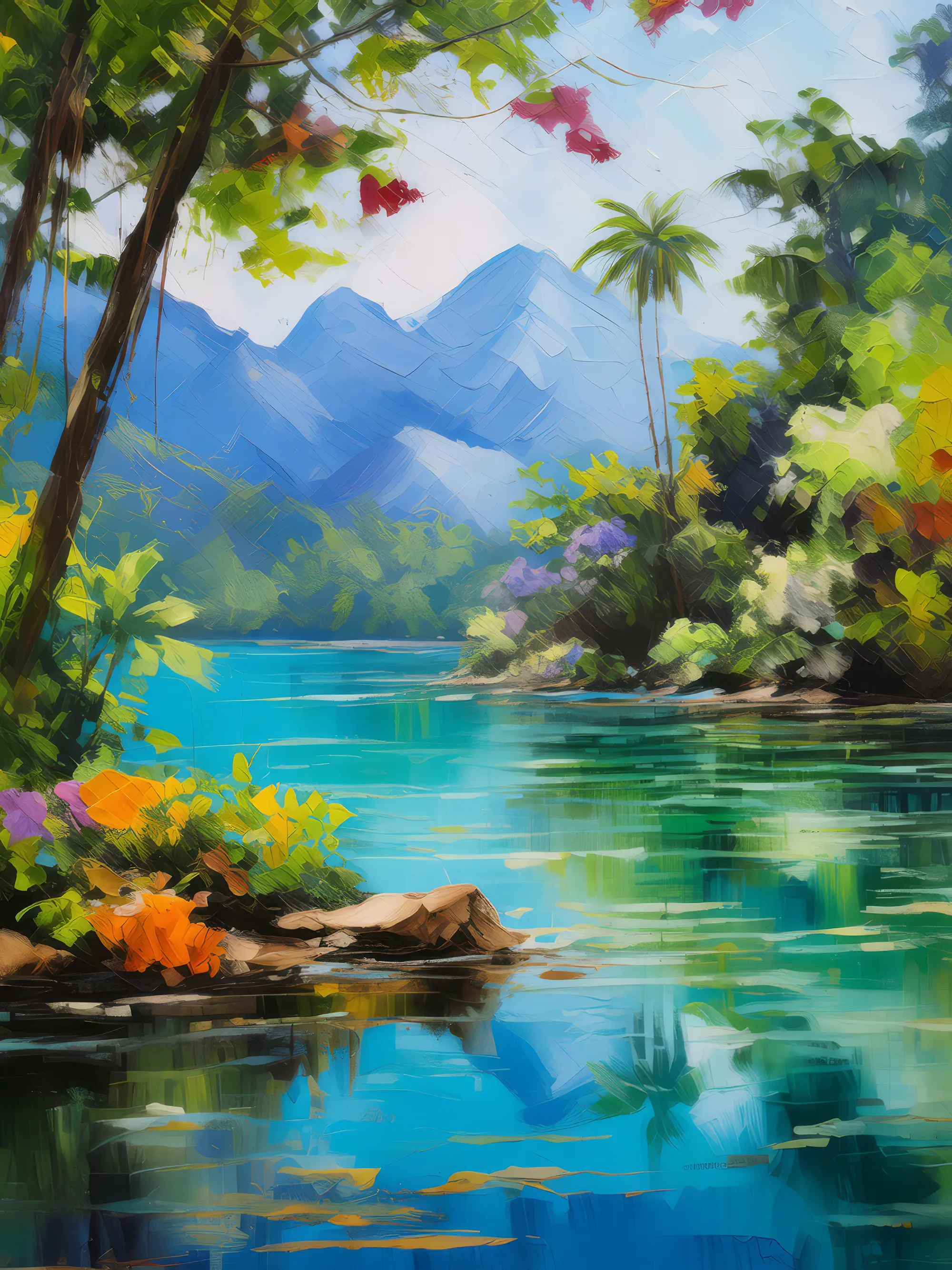 Painting: Tropical Lagoon Retreat