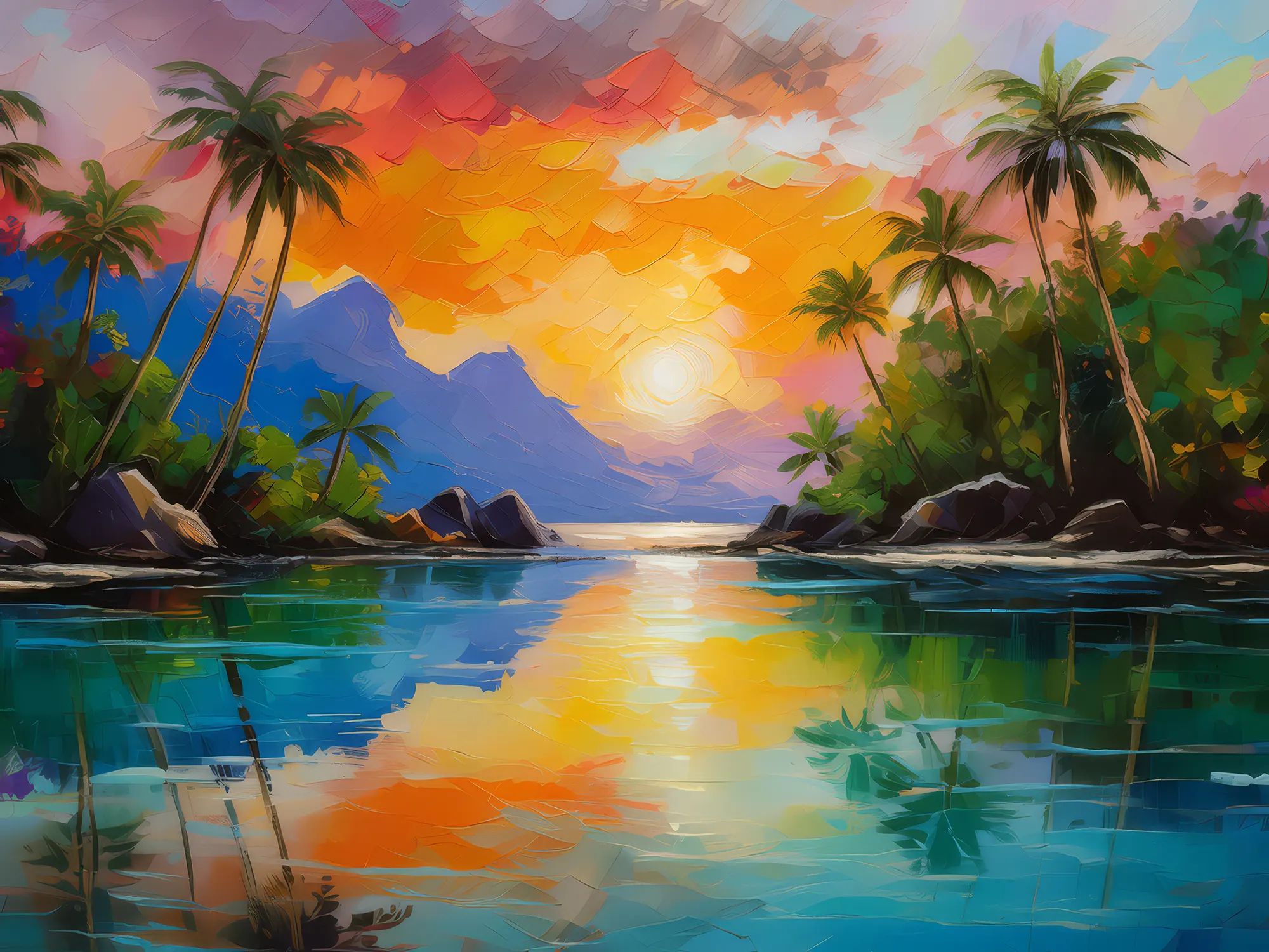 Painting: Tropical Lagoon Sunset