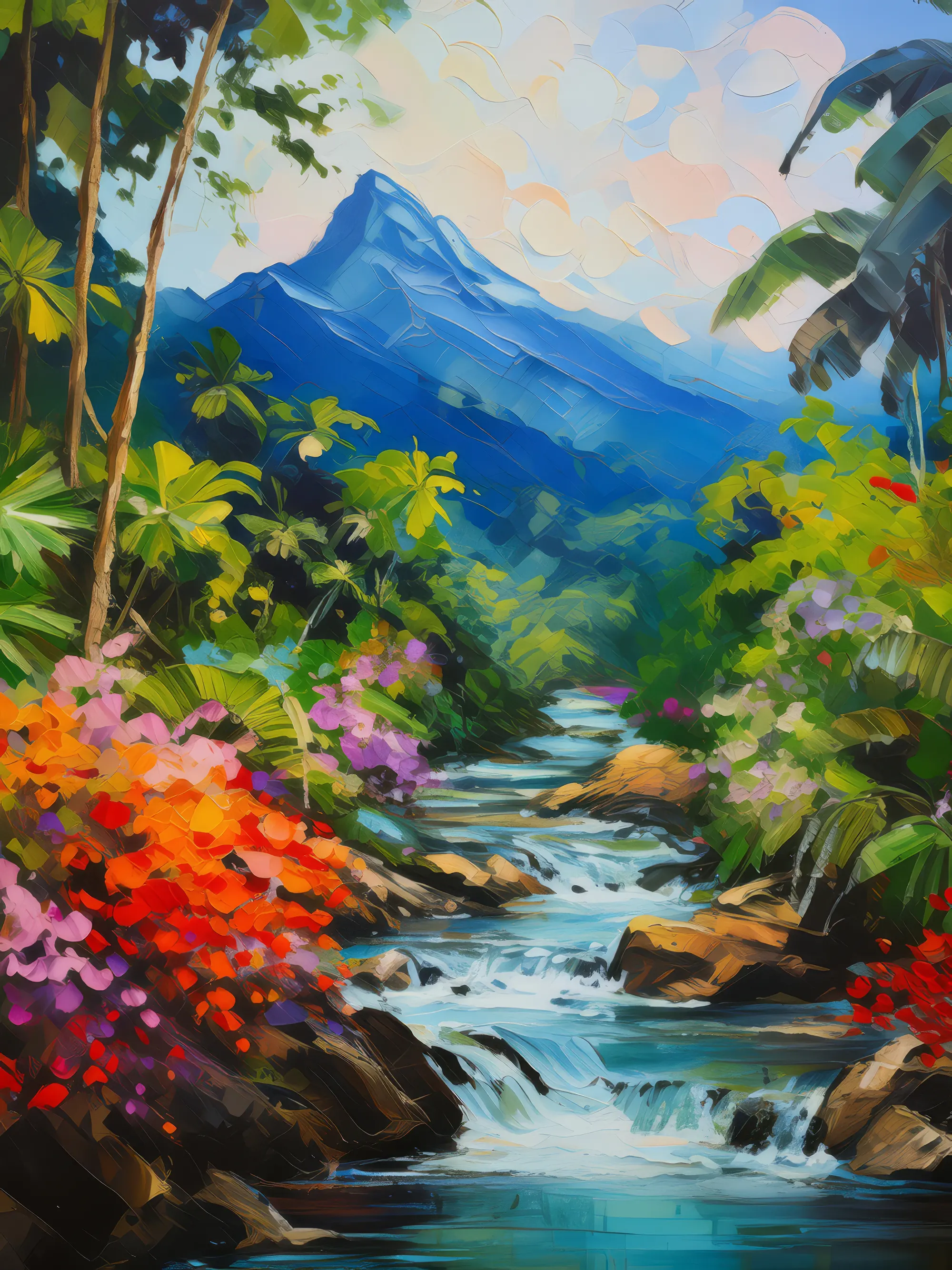 Painting: Tropical Mountain Watercourse