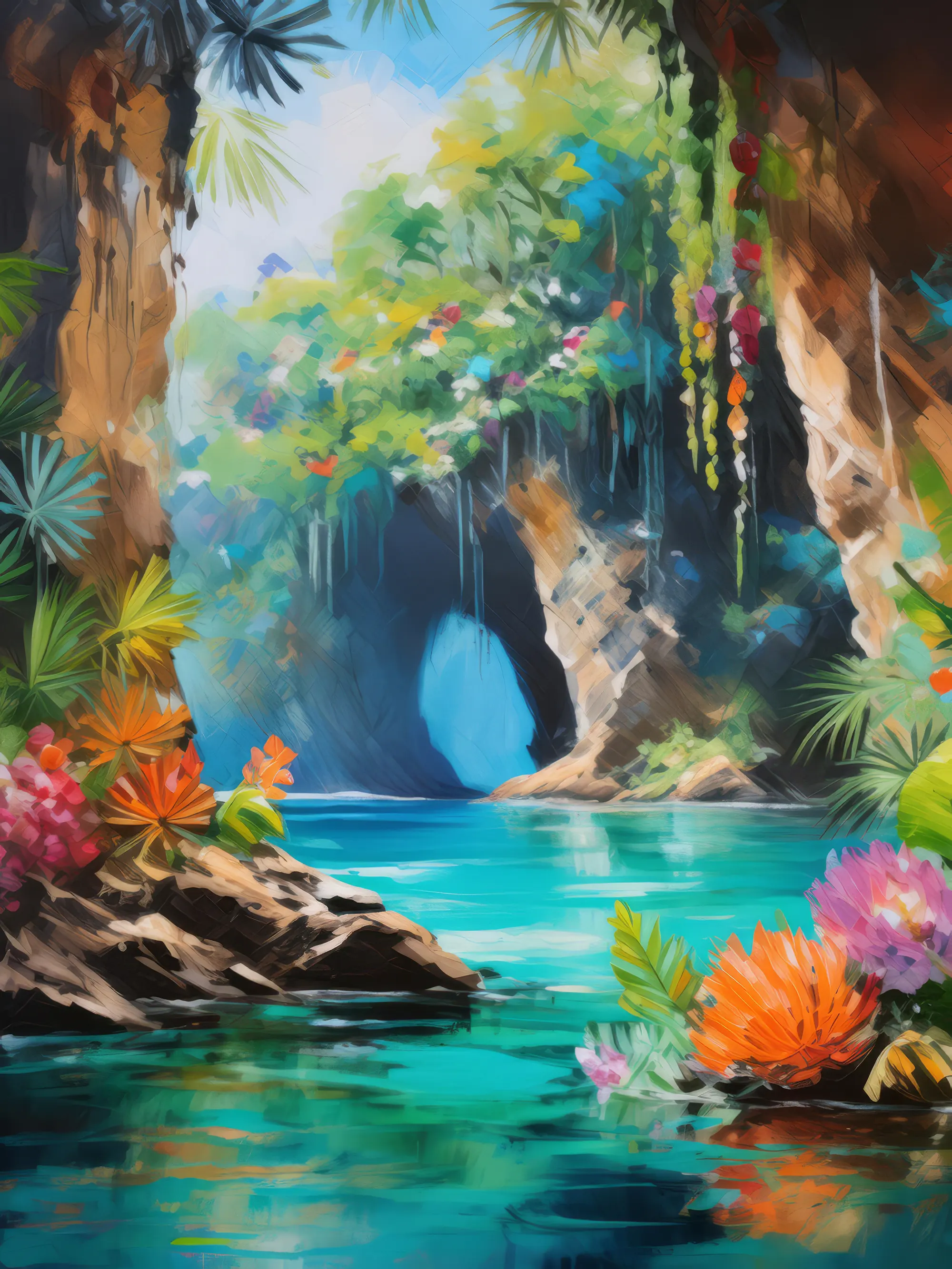 Painting: Tropical Paradise Grotto