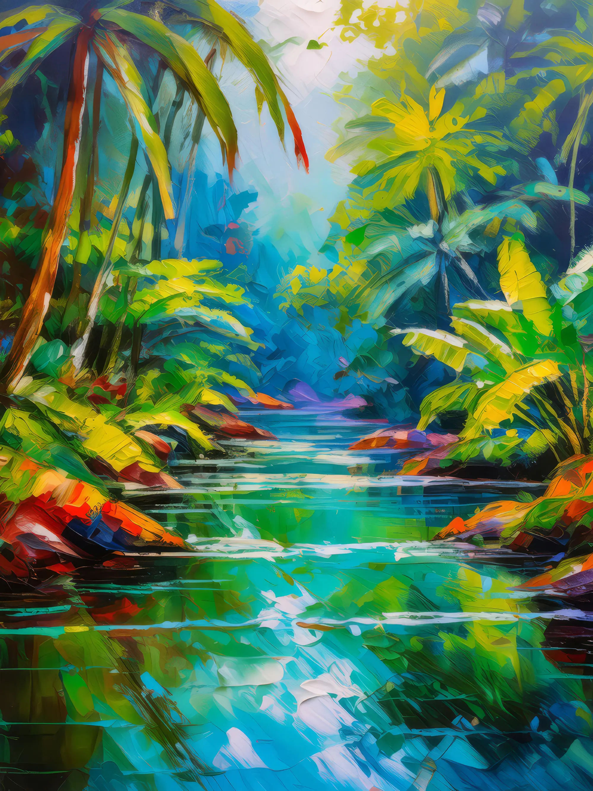 Painting: Tropical Rainforest Stream