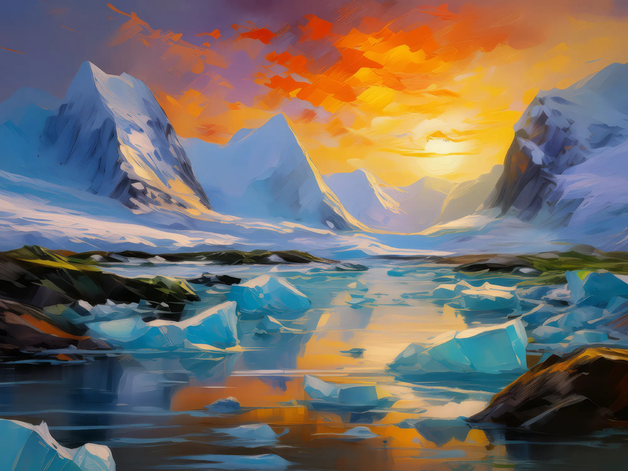 Painting: Tundra Ice Caps Melting