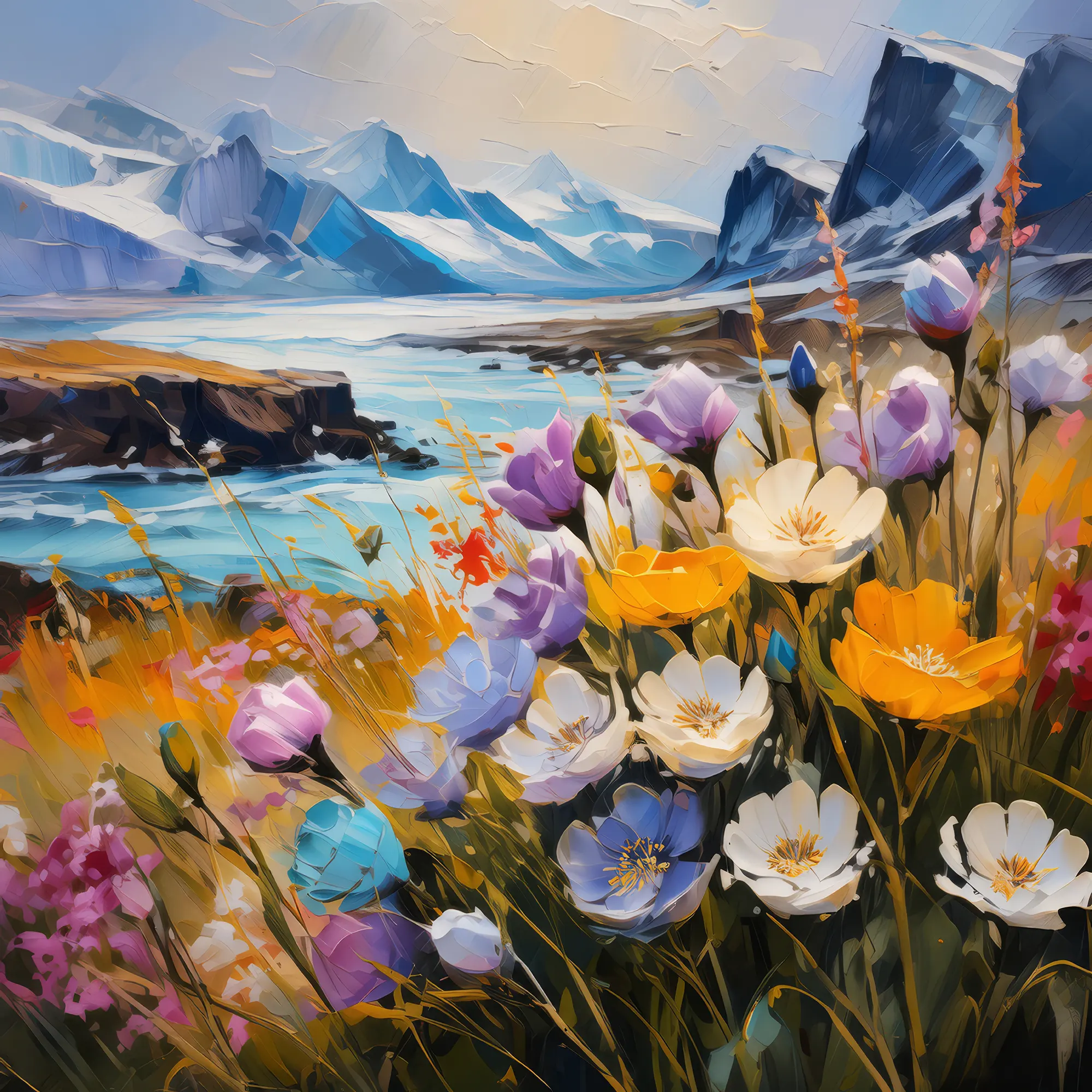 Painting: Tundra Wildflower Field