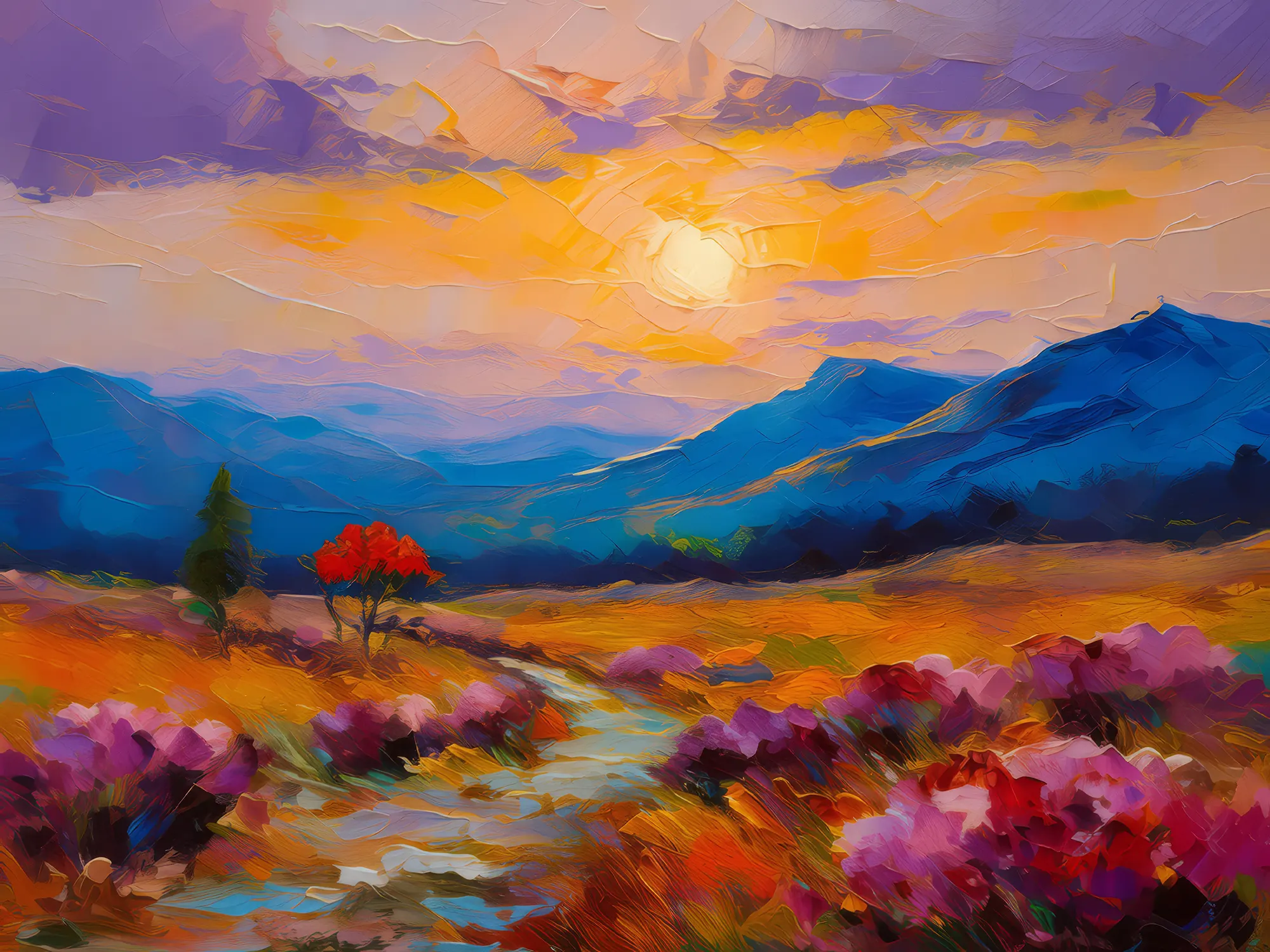 Painting: Twilight Calm in Alpine Desert