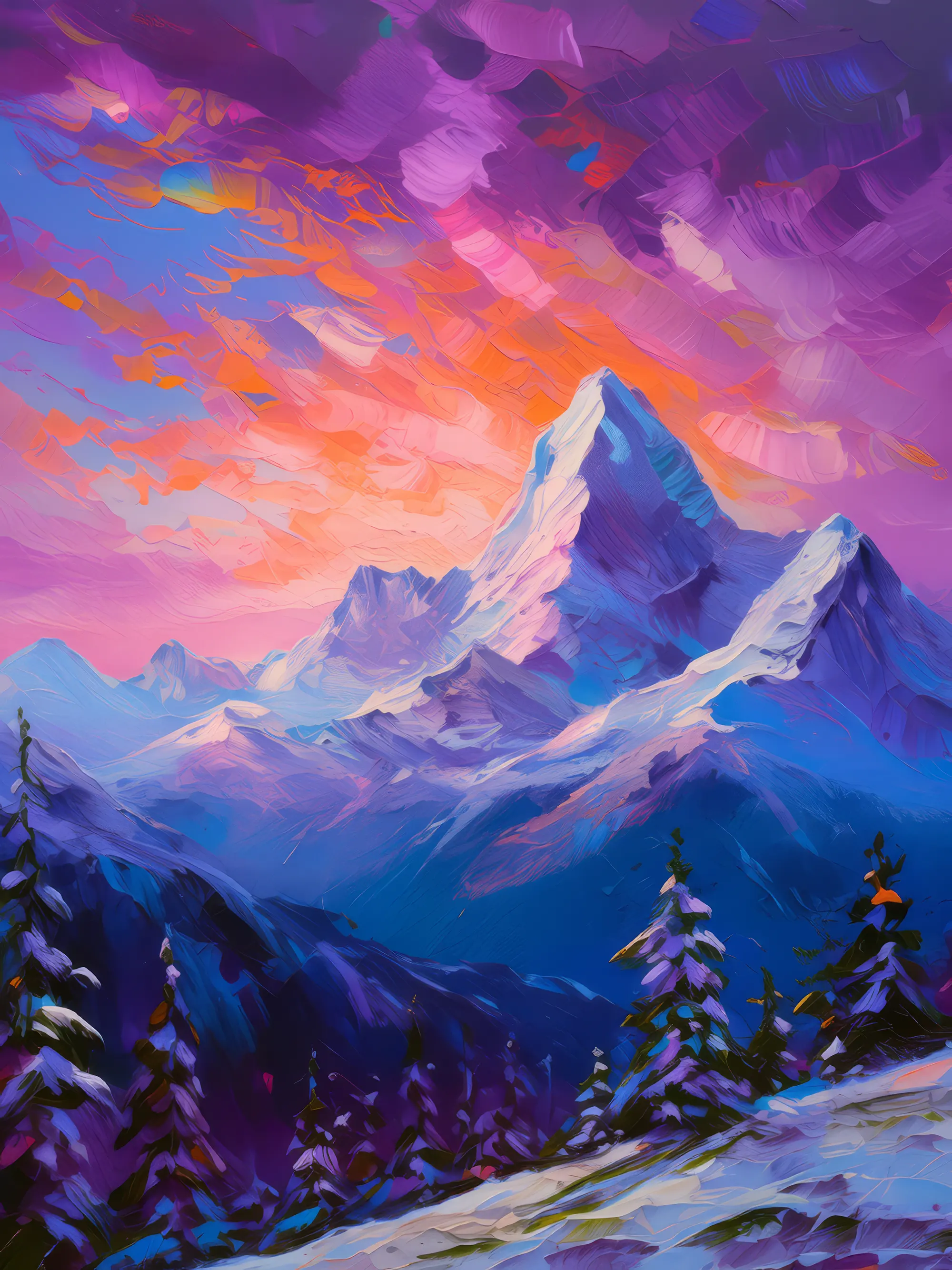Painting: Twilight Over Alps
