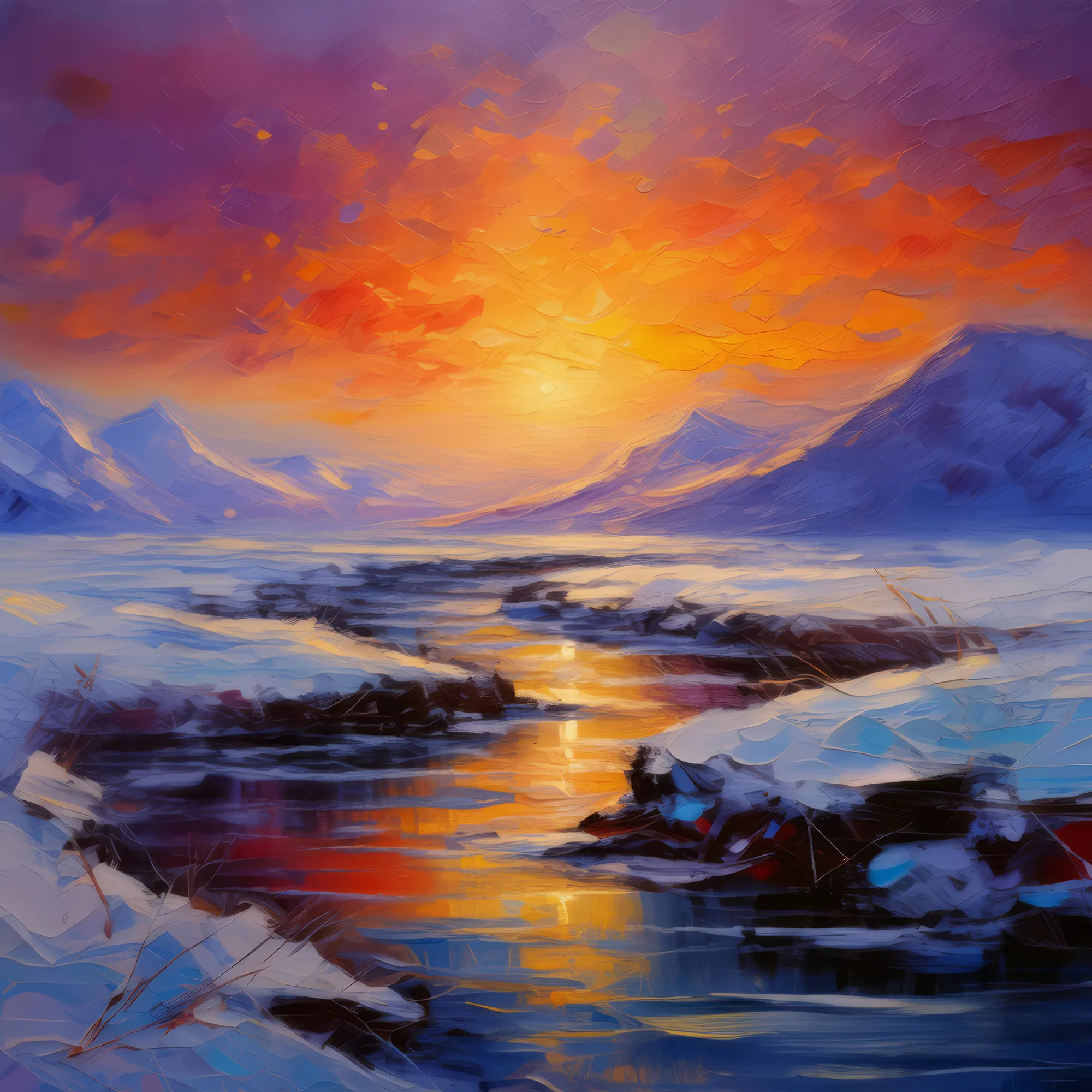 Painting: Twilight Over Icy Tundra