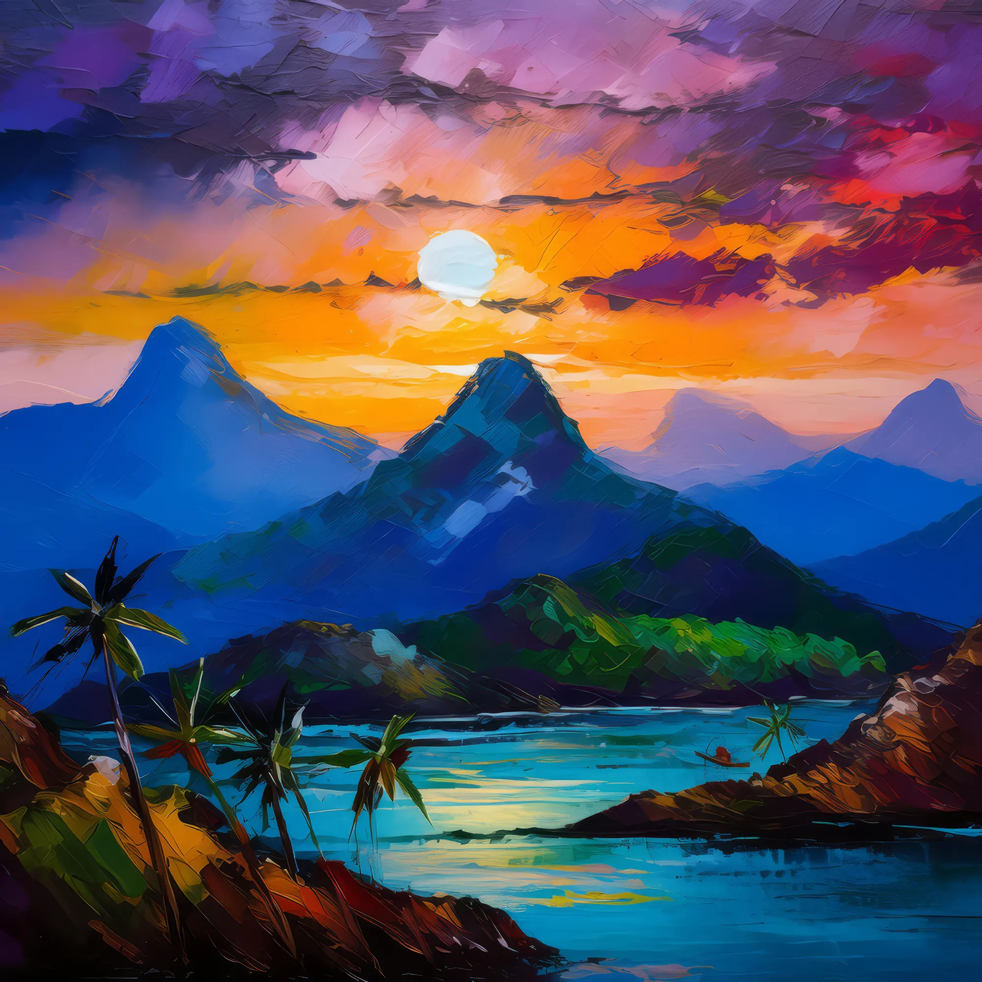 Painting: Twilight Over Tropical Peaks