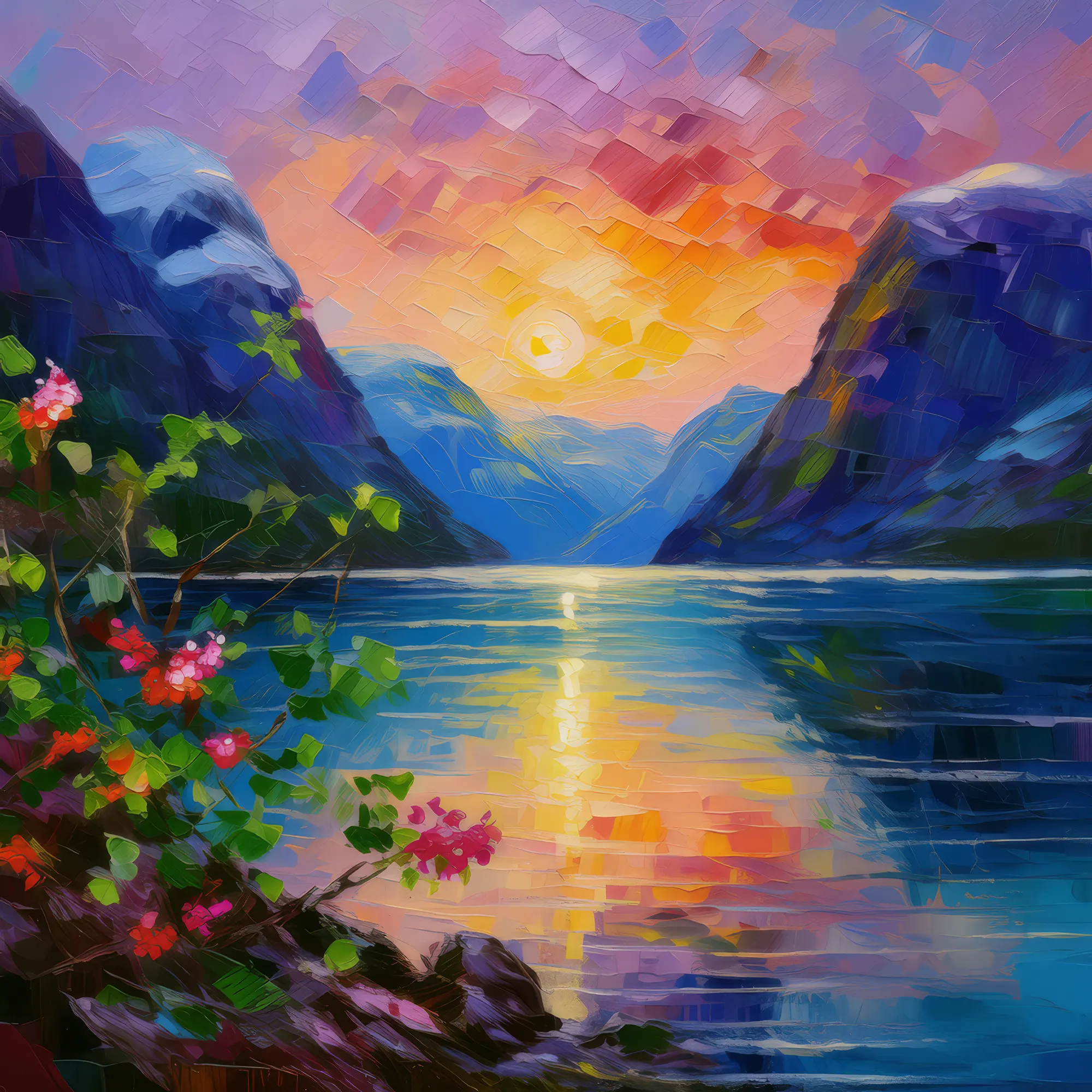 Painting: Twilight Serenity at the Fjord