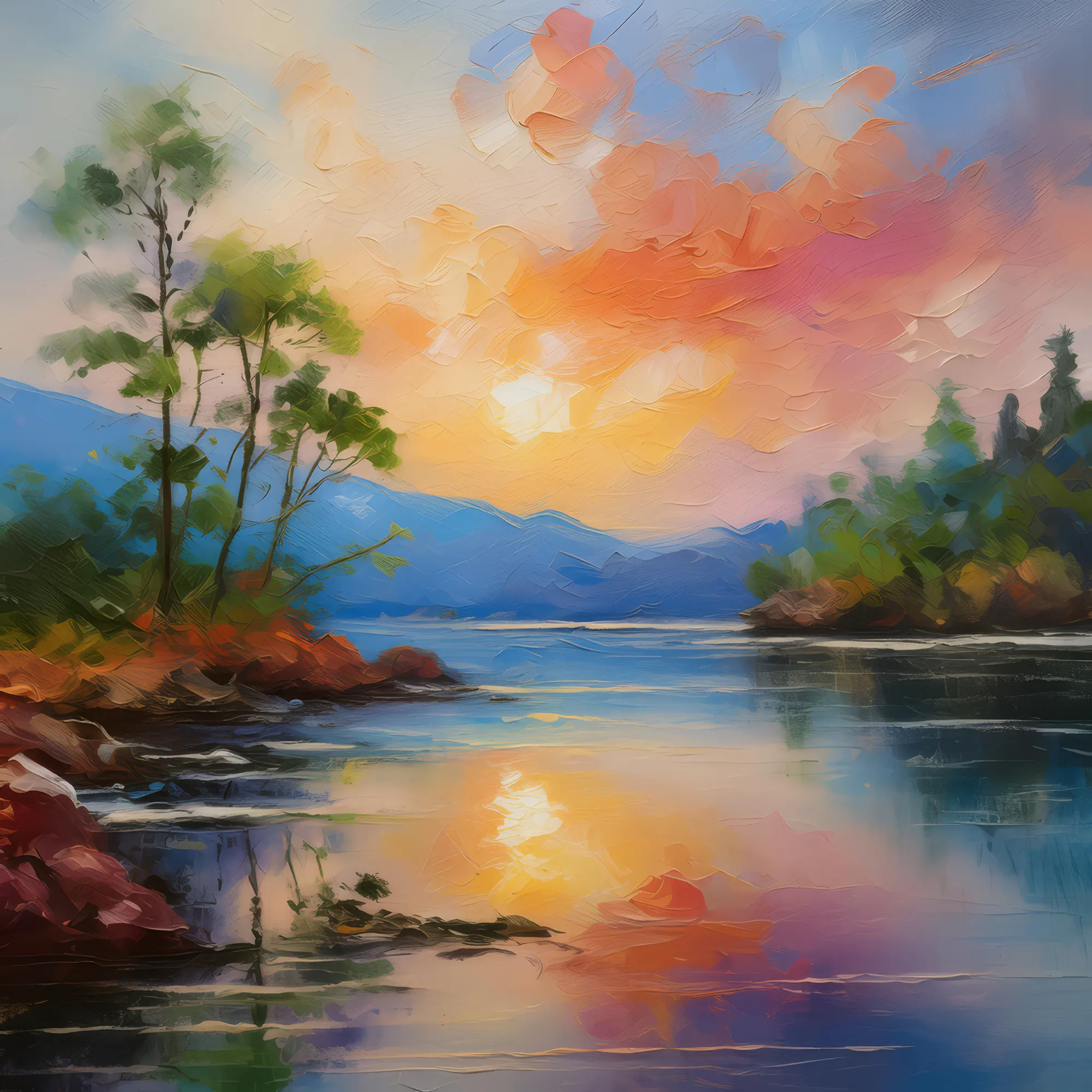 Painting: Twilight at the Lake