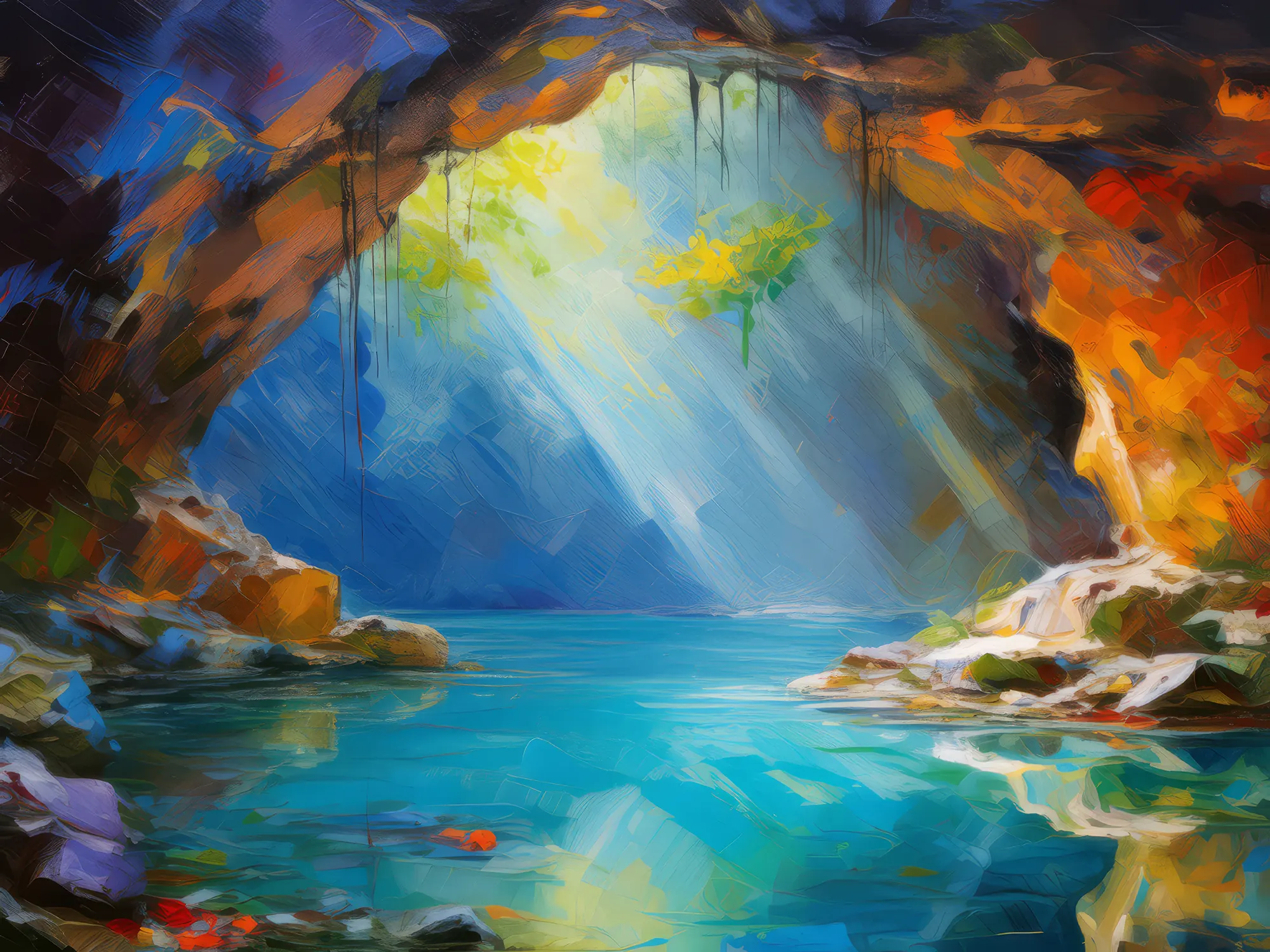 Painting: Underground Cave Pool