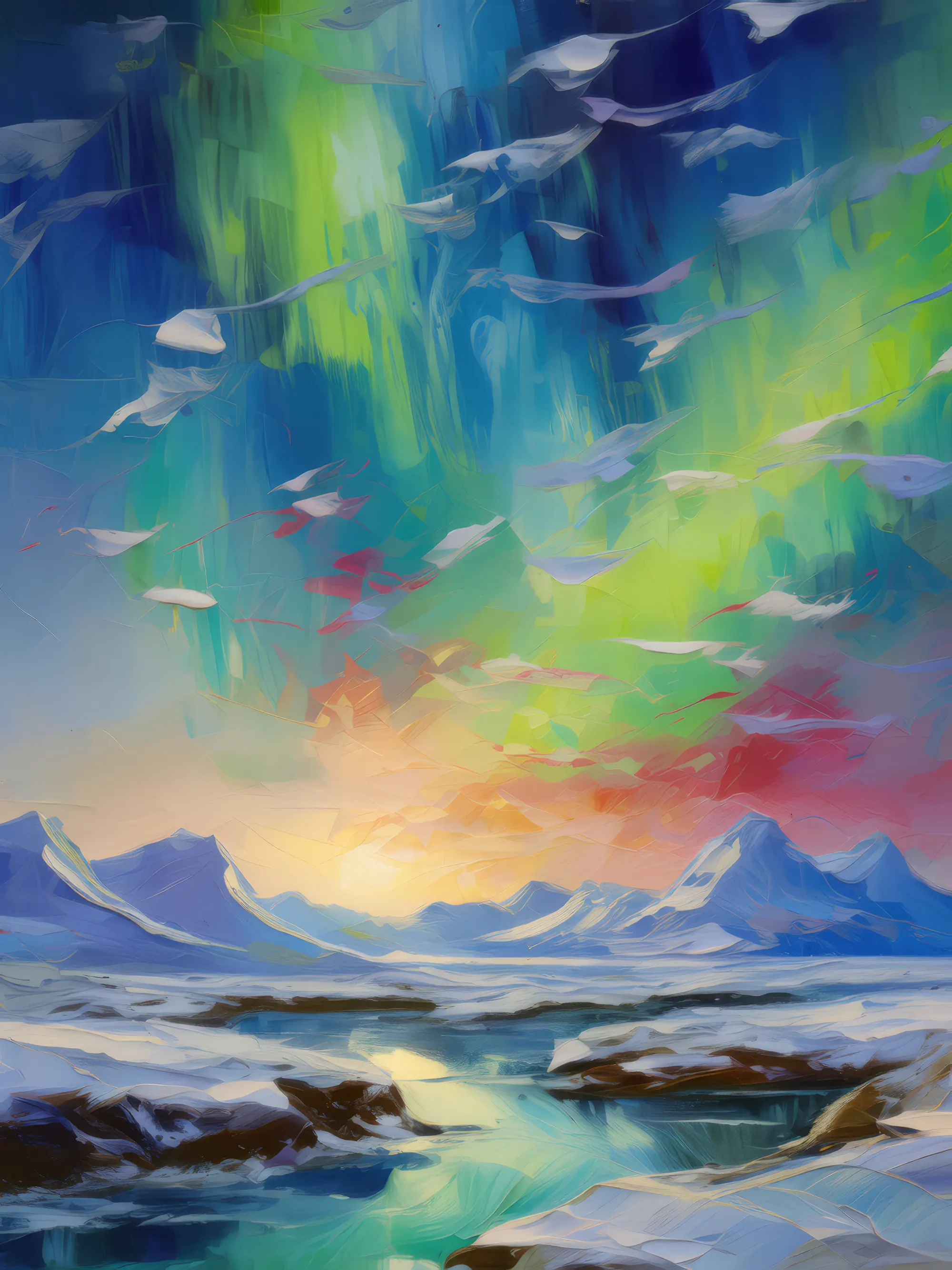 Painting: Veiled Aurora in Arctic Desert