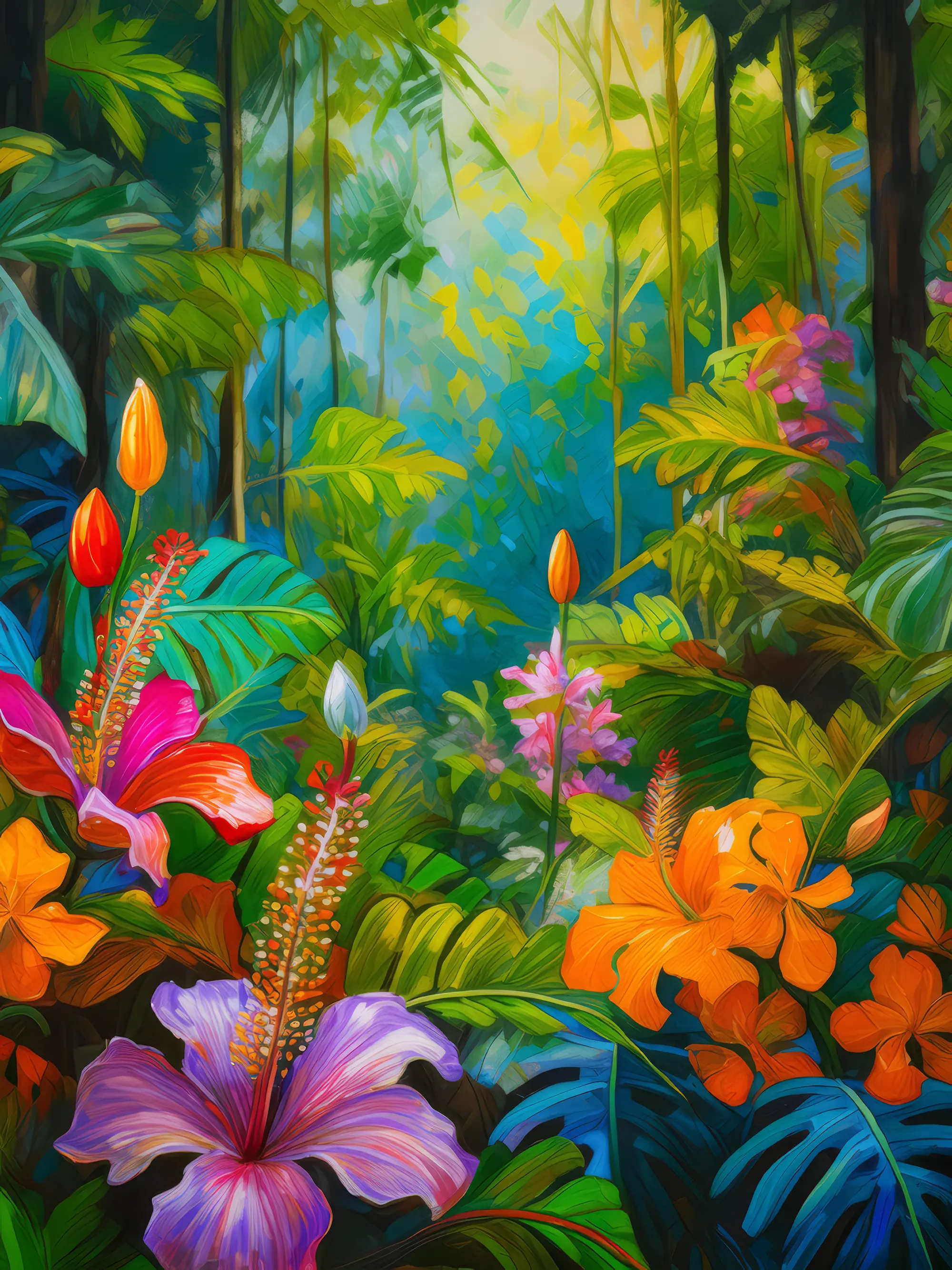 Painting: Vibrant Jungle Flower Bloom