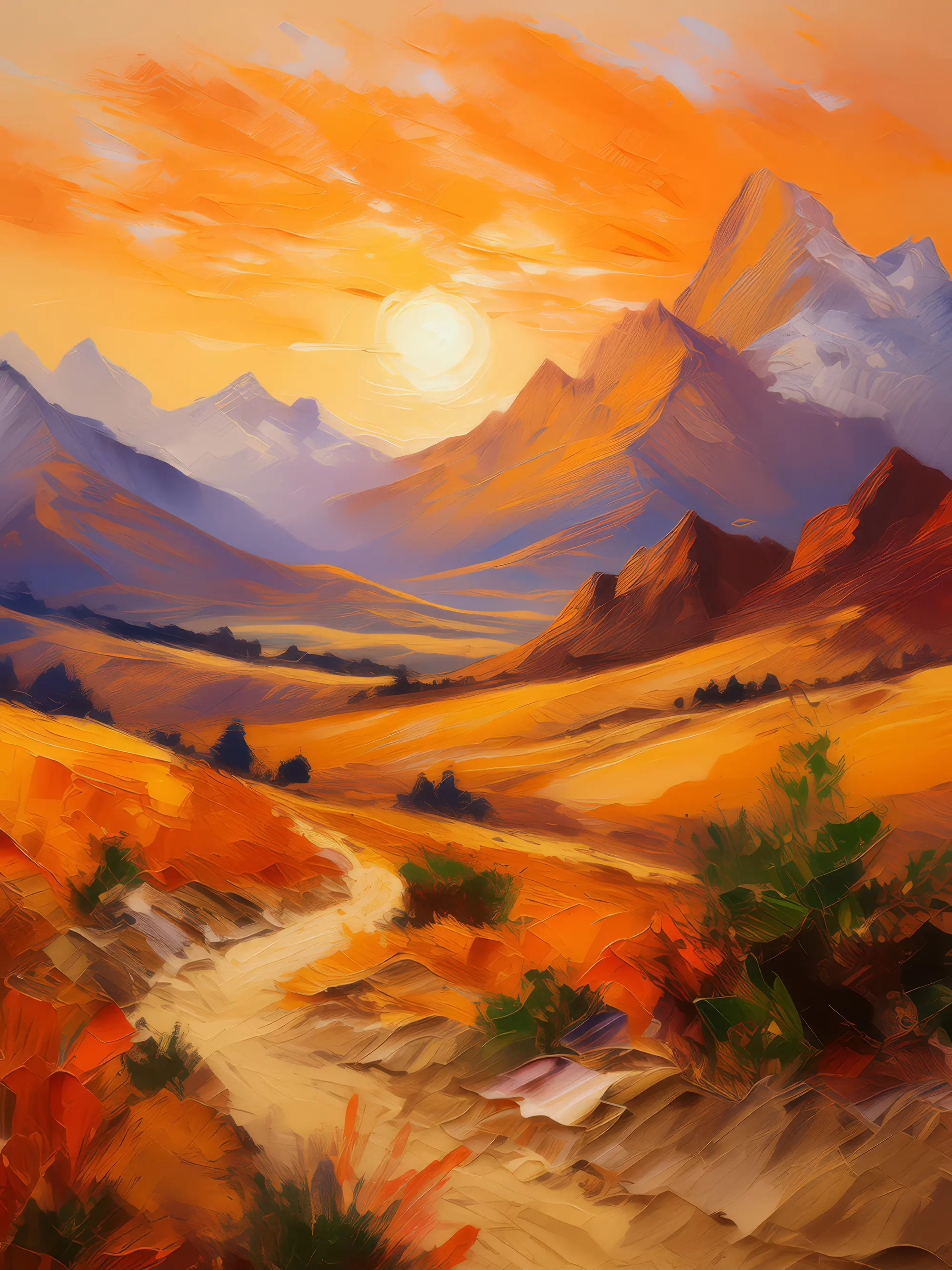 Painting: Vivid Alpine Desert Sunrise