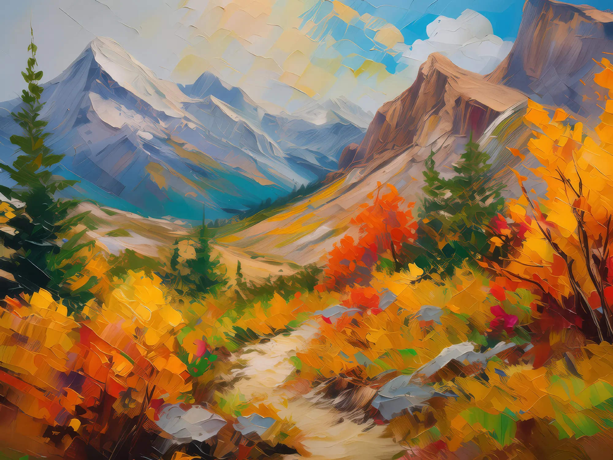Painting: Vivid Autumn in Alpine Desert
