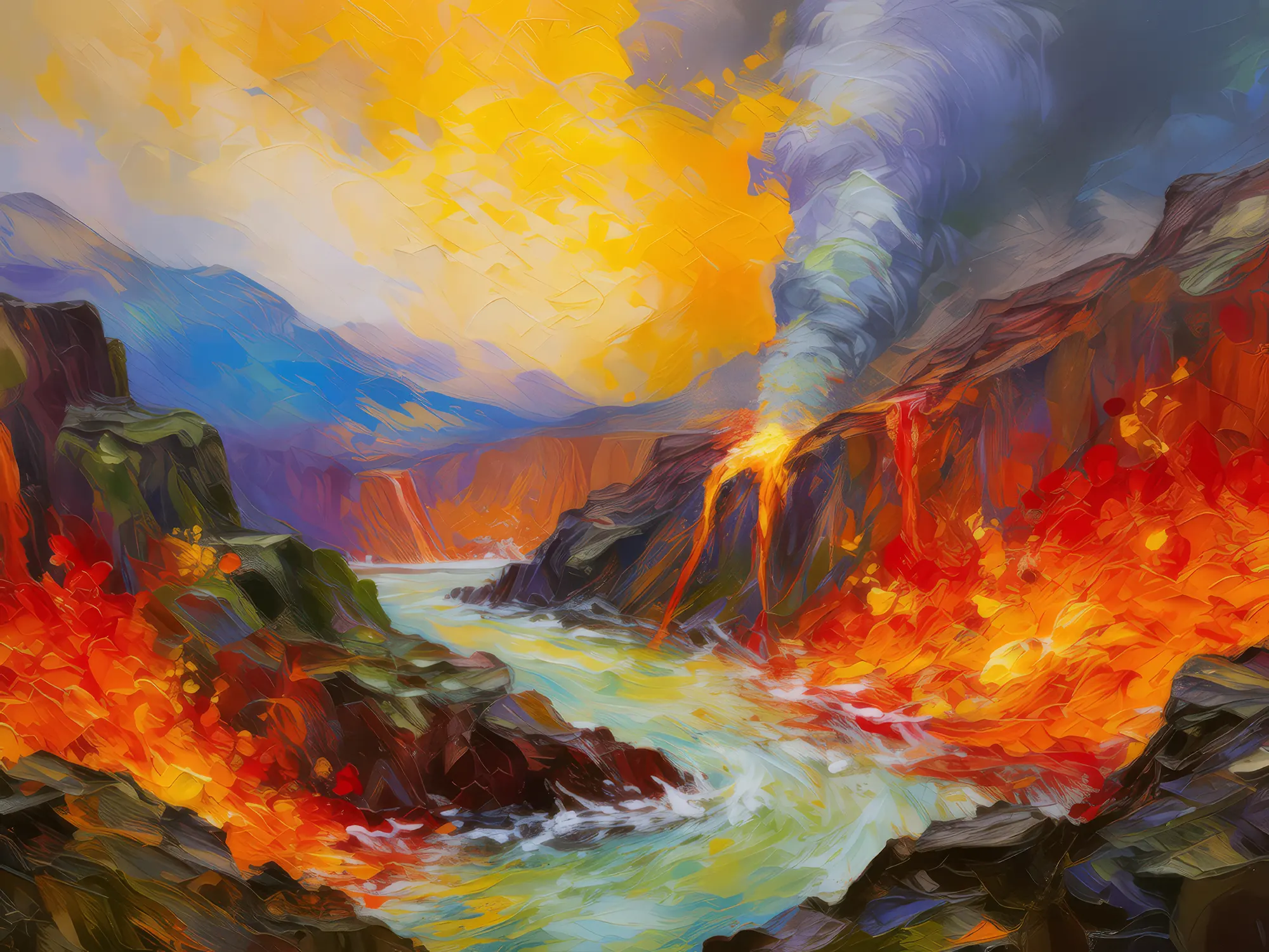 Painting: Volcanic Eruption Chasm