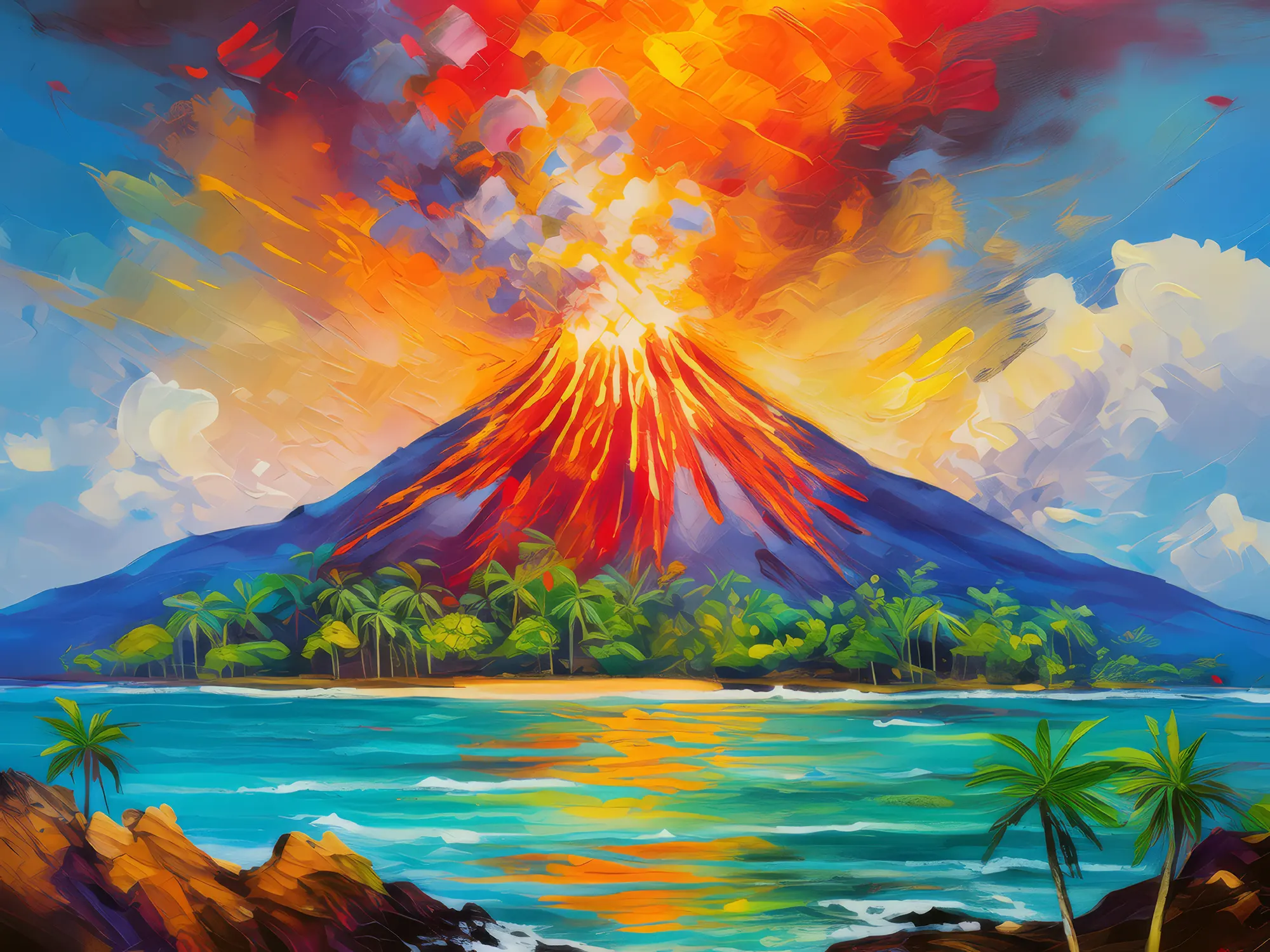 Painting: Volcanic Eruption Island