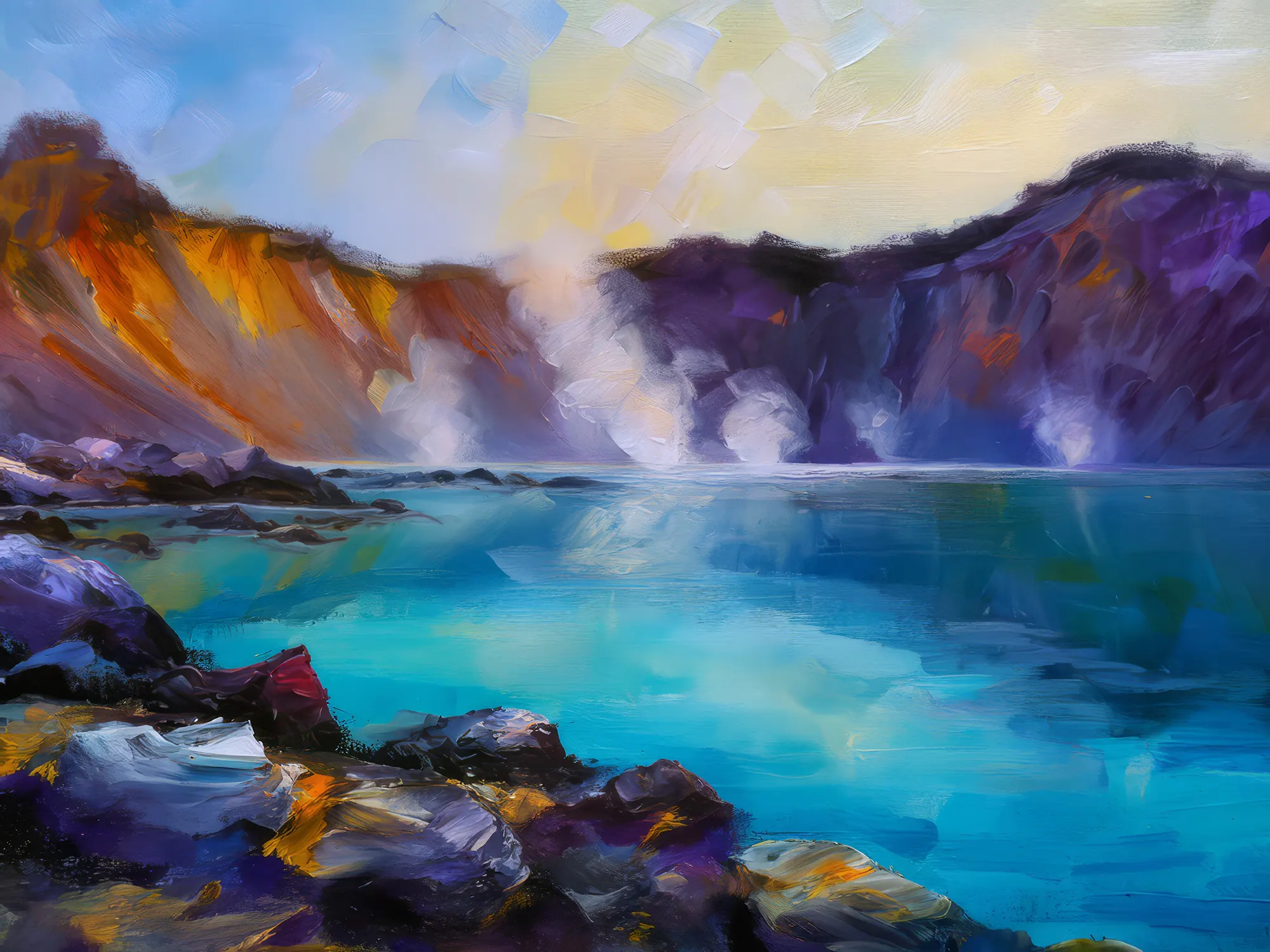 Painting: Volcanic Lake Morning
