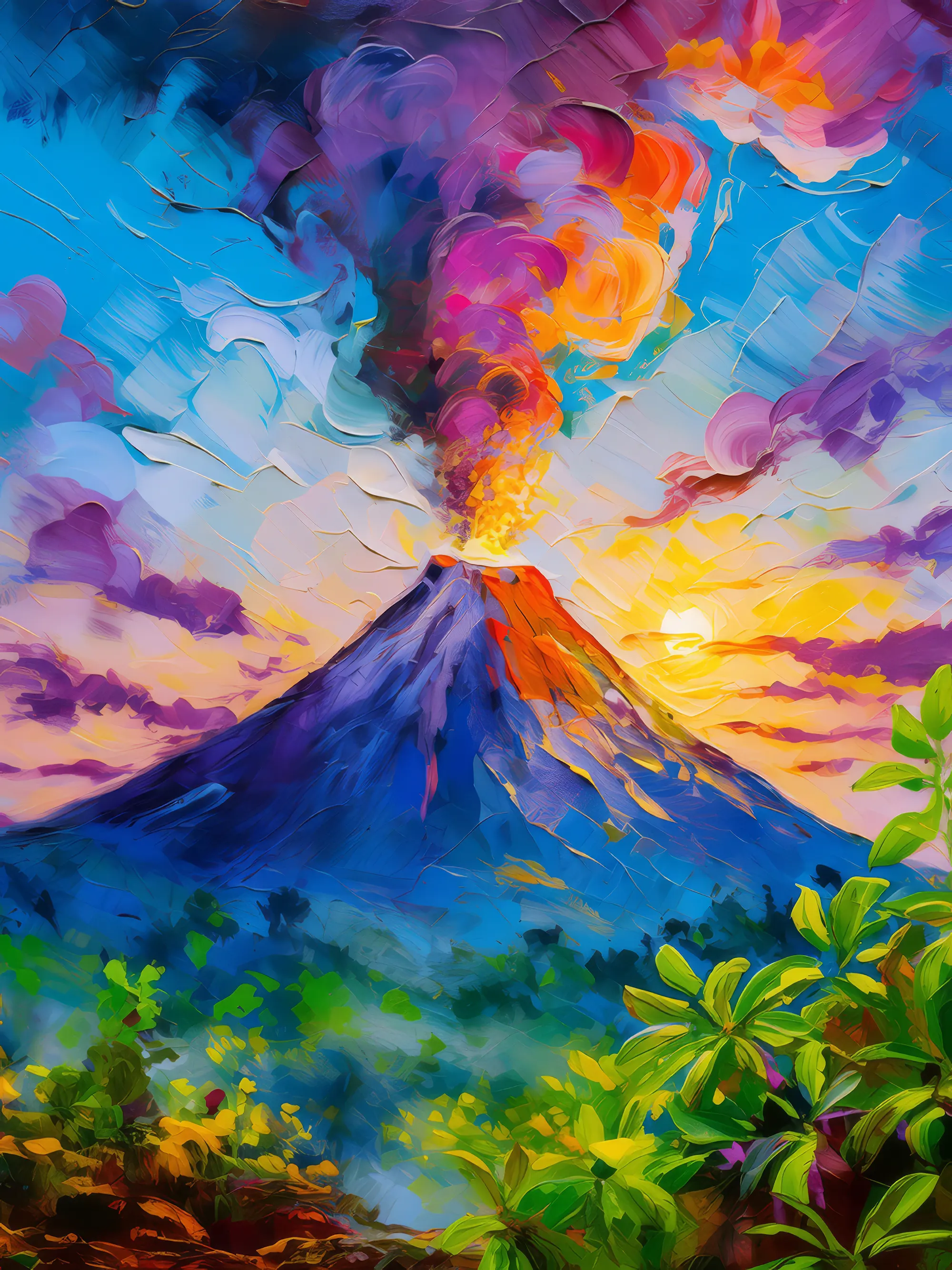 Painting: Volcanic Peak at Sunrise