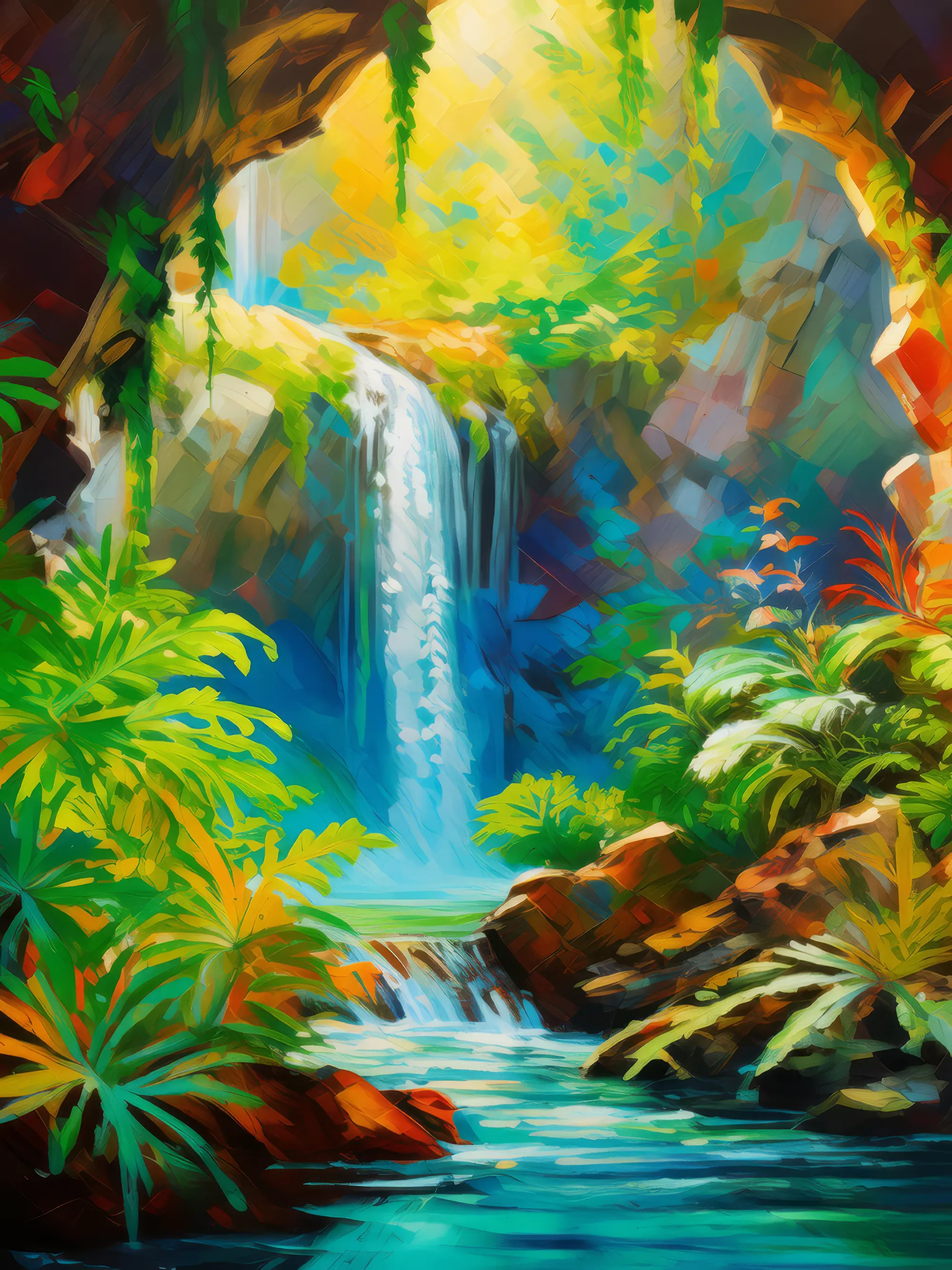 Painting: Waterfall Cave Grotto