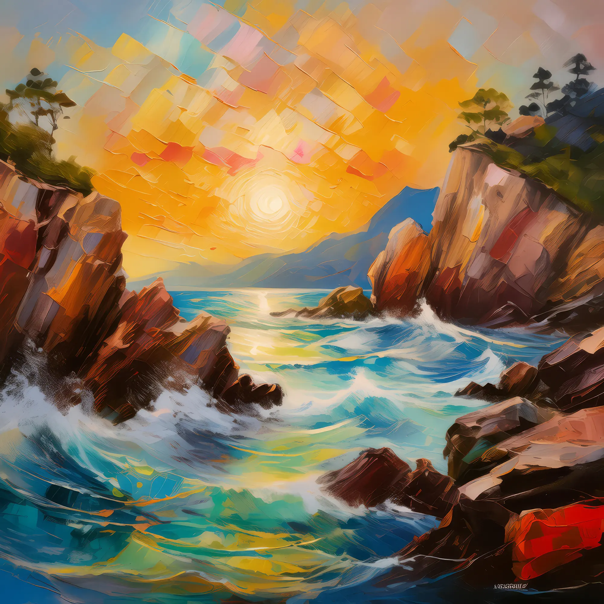 Painting: Whimsical Whispers in Wind-Worn Crags