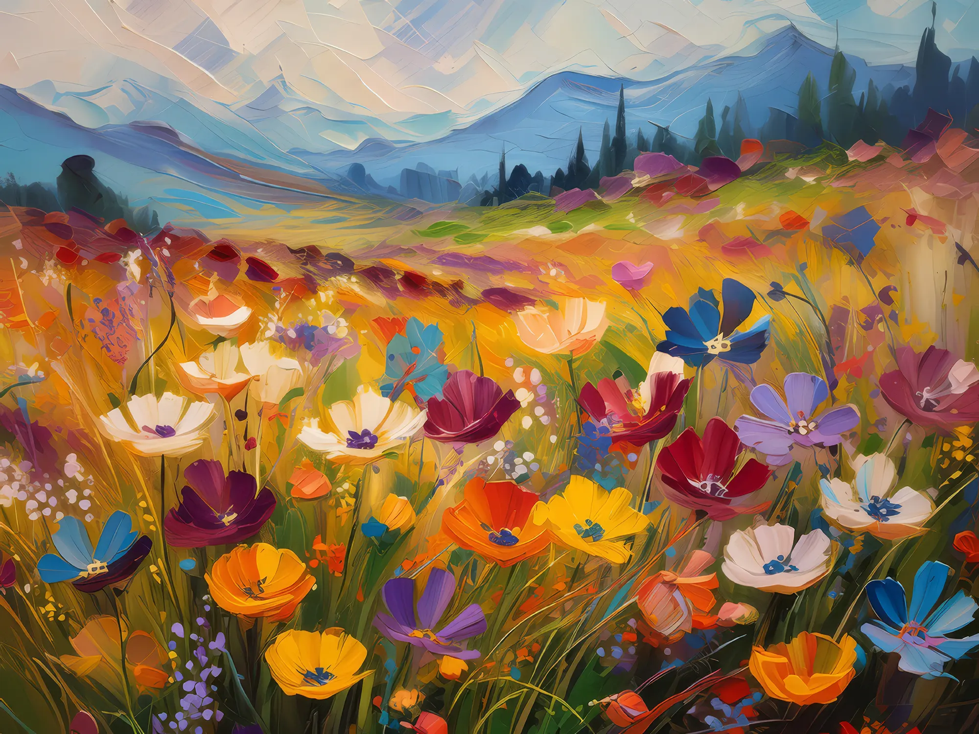 Painting: Wildflower Tapestry in Grassland