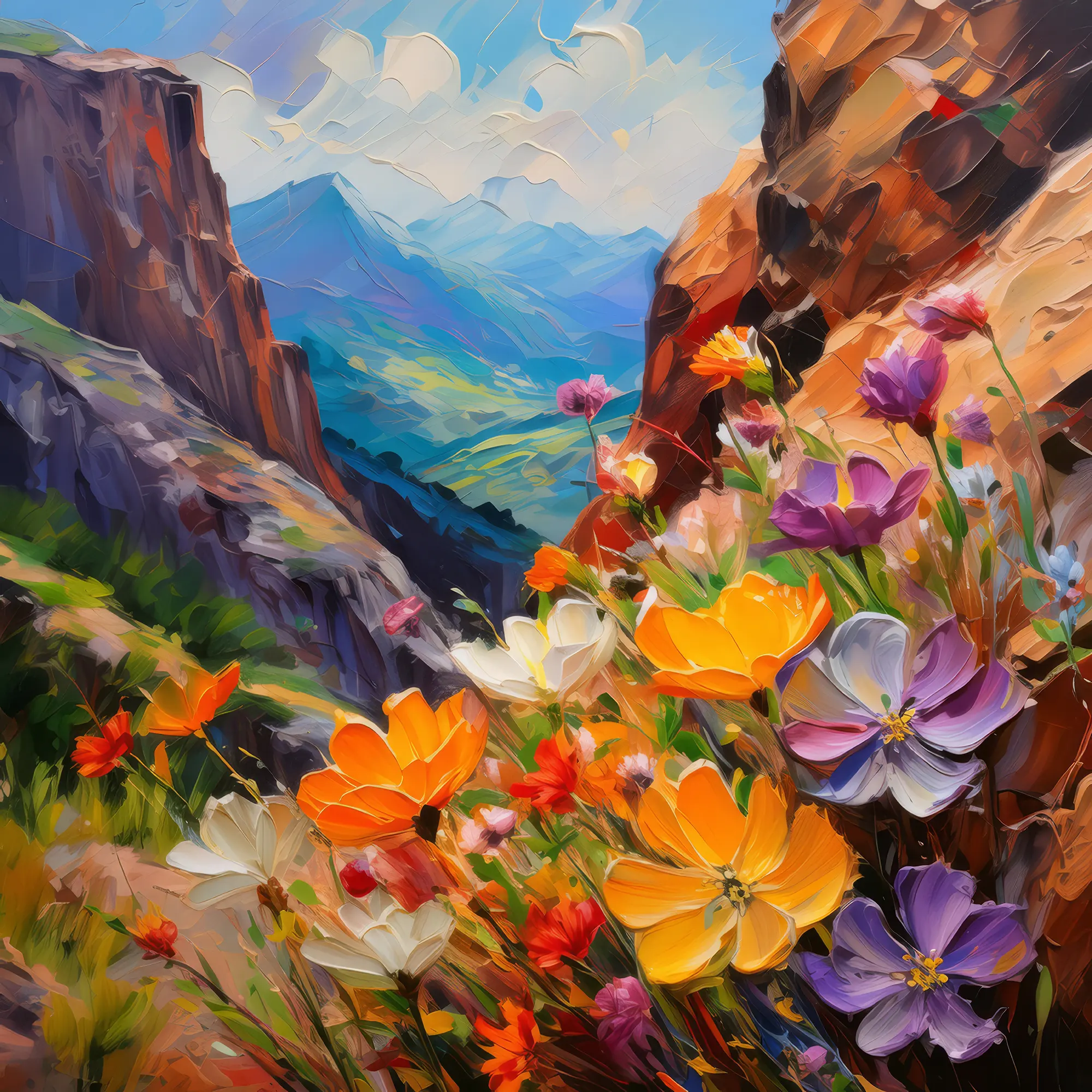 Painting: Wildflowers Adorn Crag