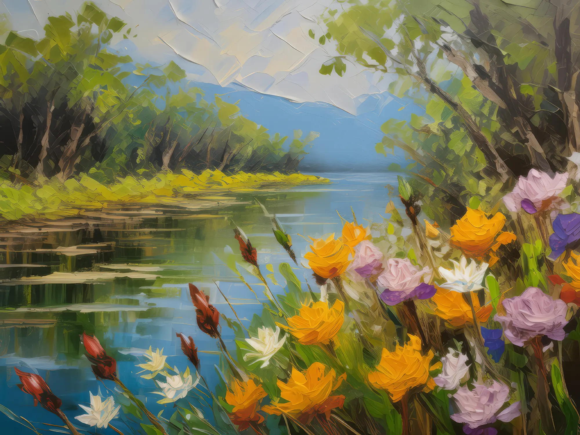 Painting: Wildflowers Along Delta Banks