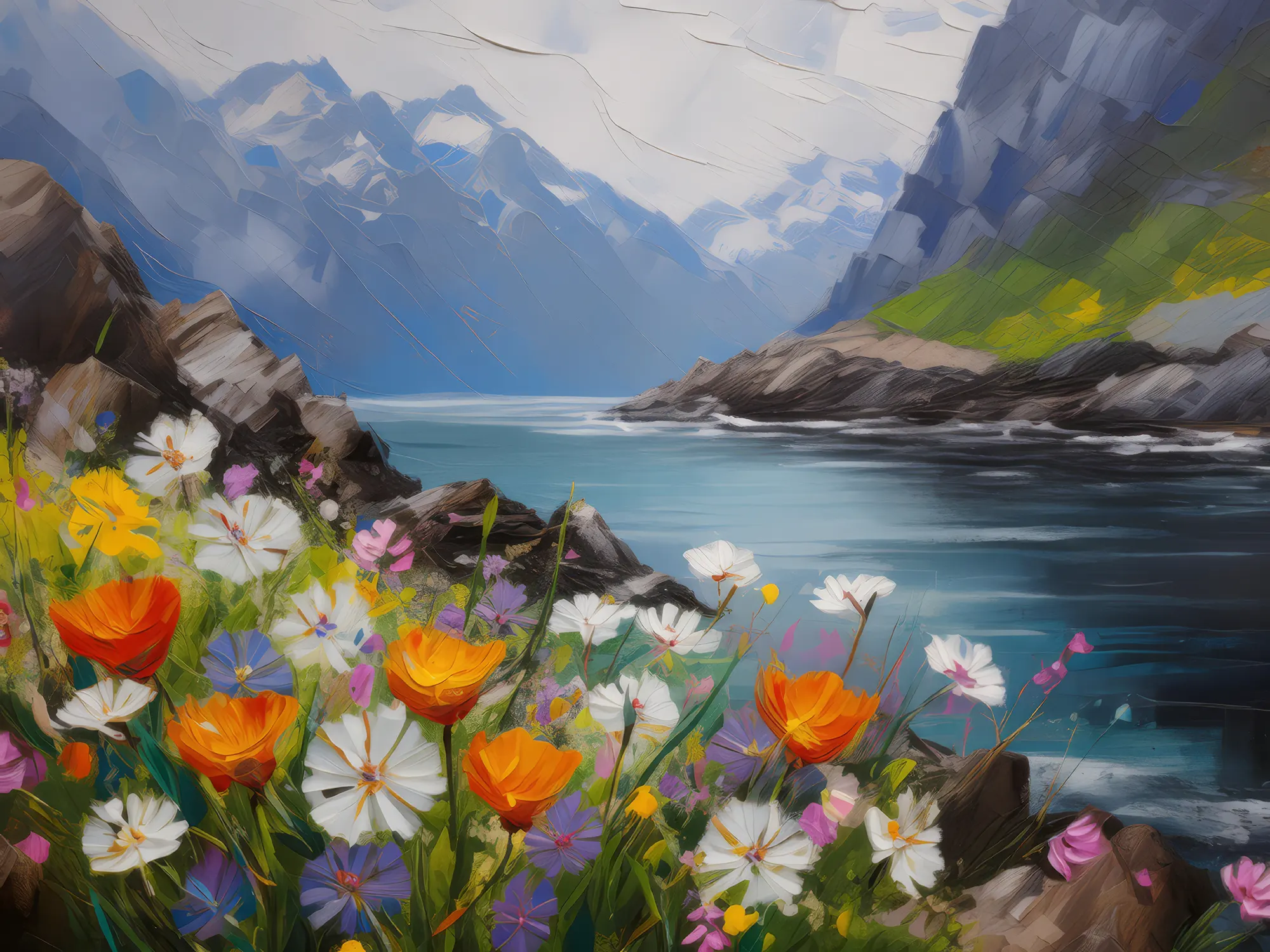 Painting: Wildflowers Along the Fjord