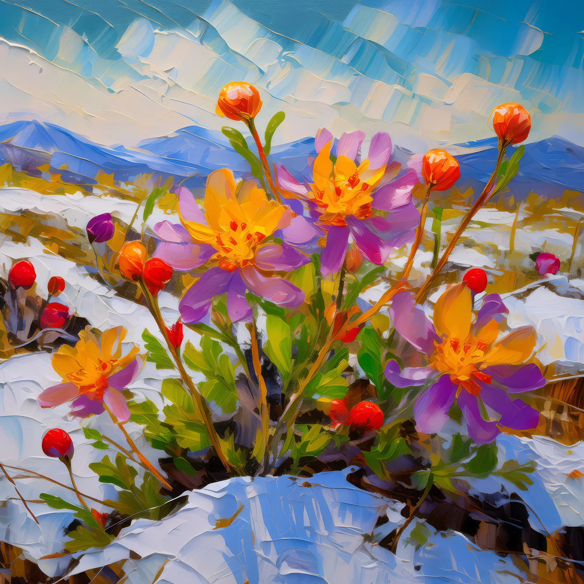 Painting: Wildflowers Amid Snow