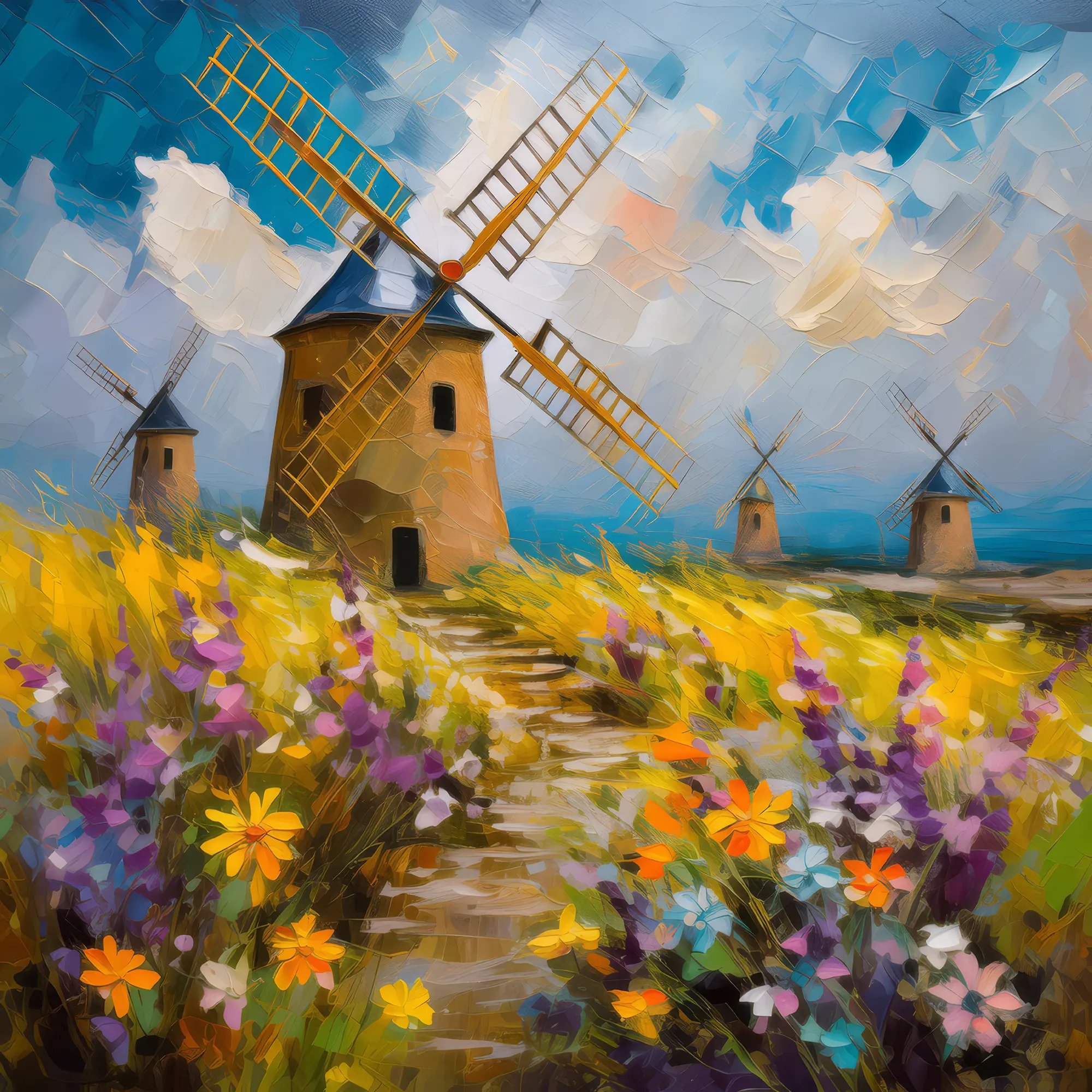 Painting: Wildflowers and Windmills