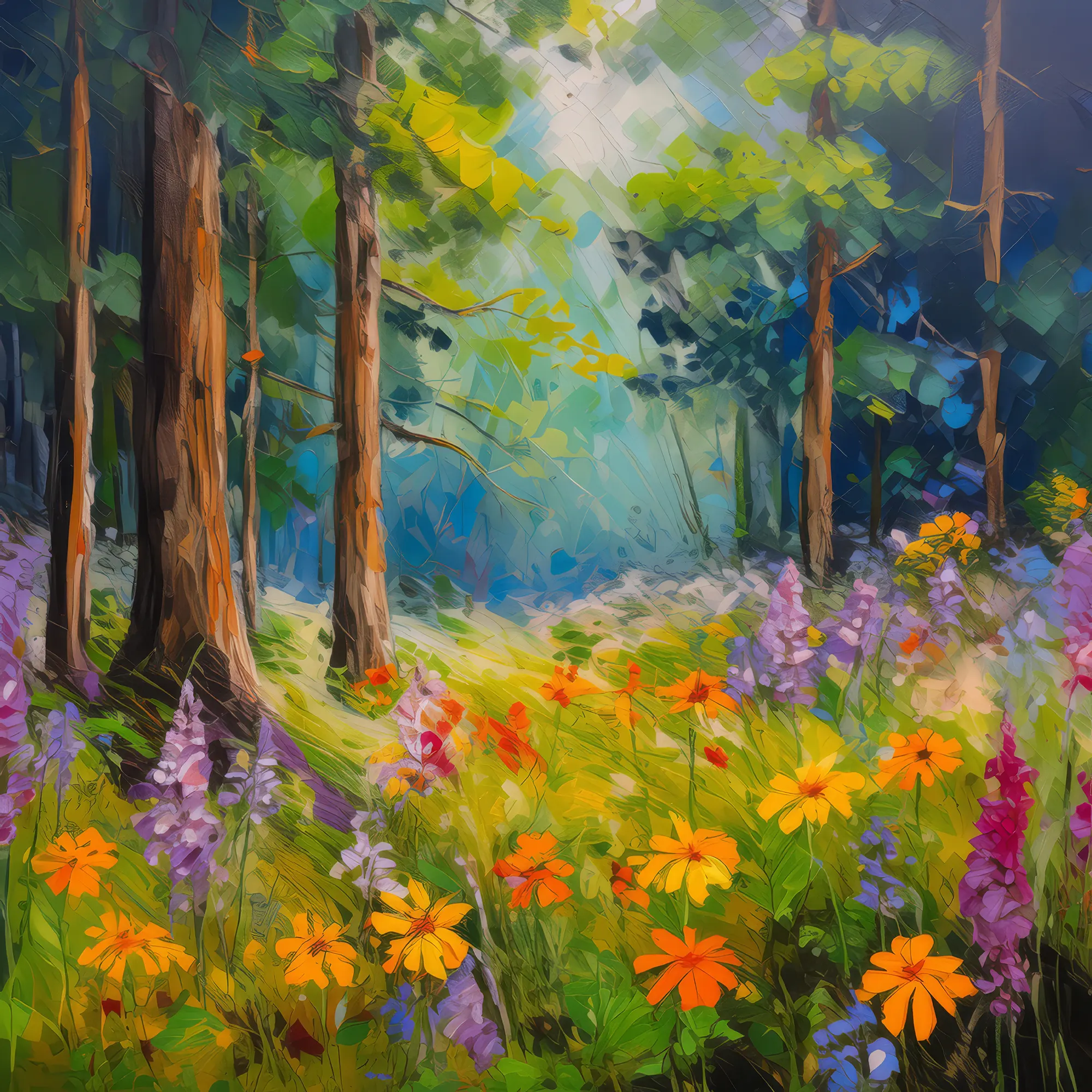 Painting: Wildflowers in Woods