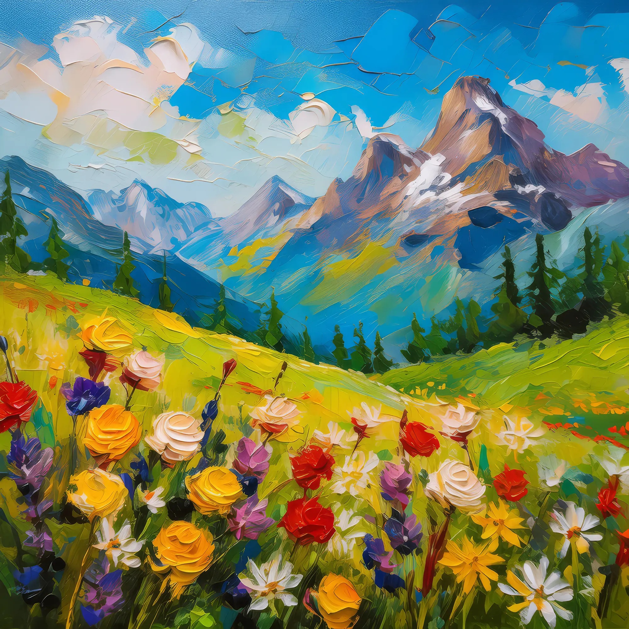 Painting: Wildflowers in the Alps
