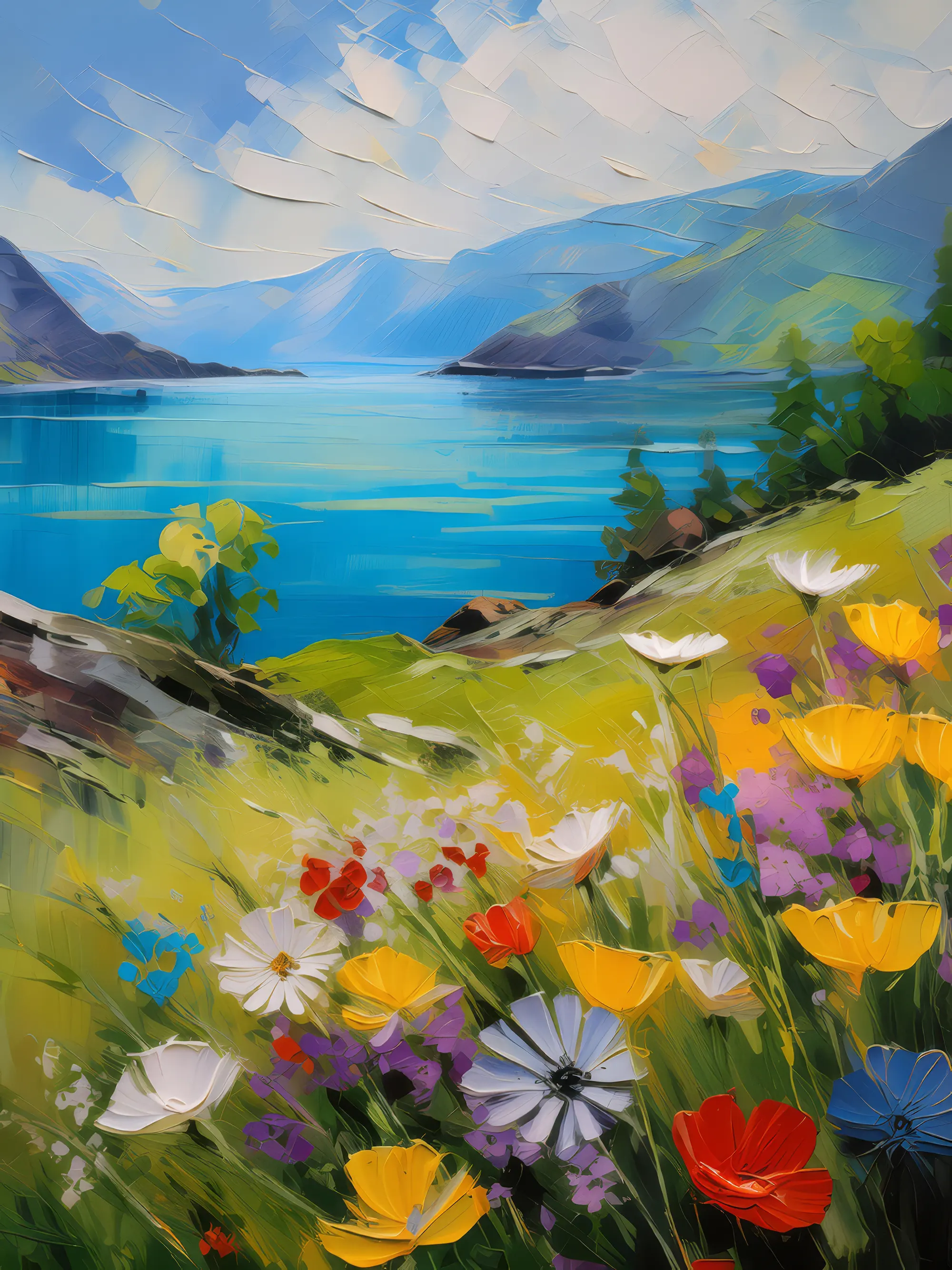 Painting: Wildflowers on Fjord Hills