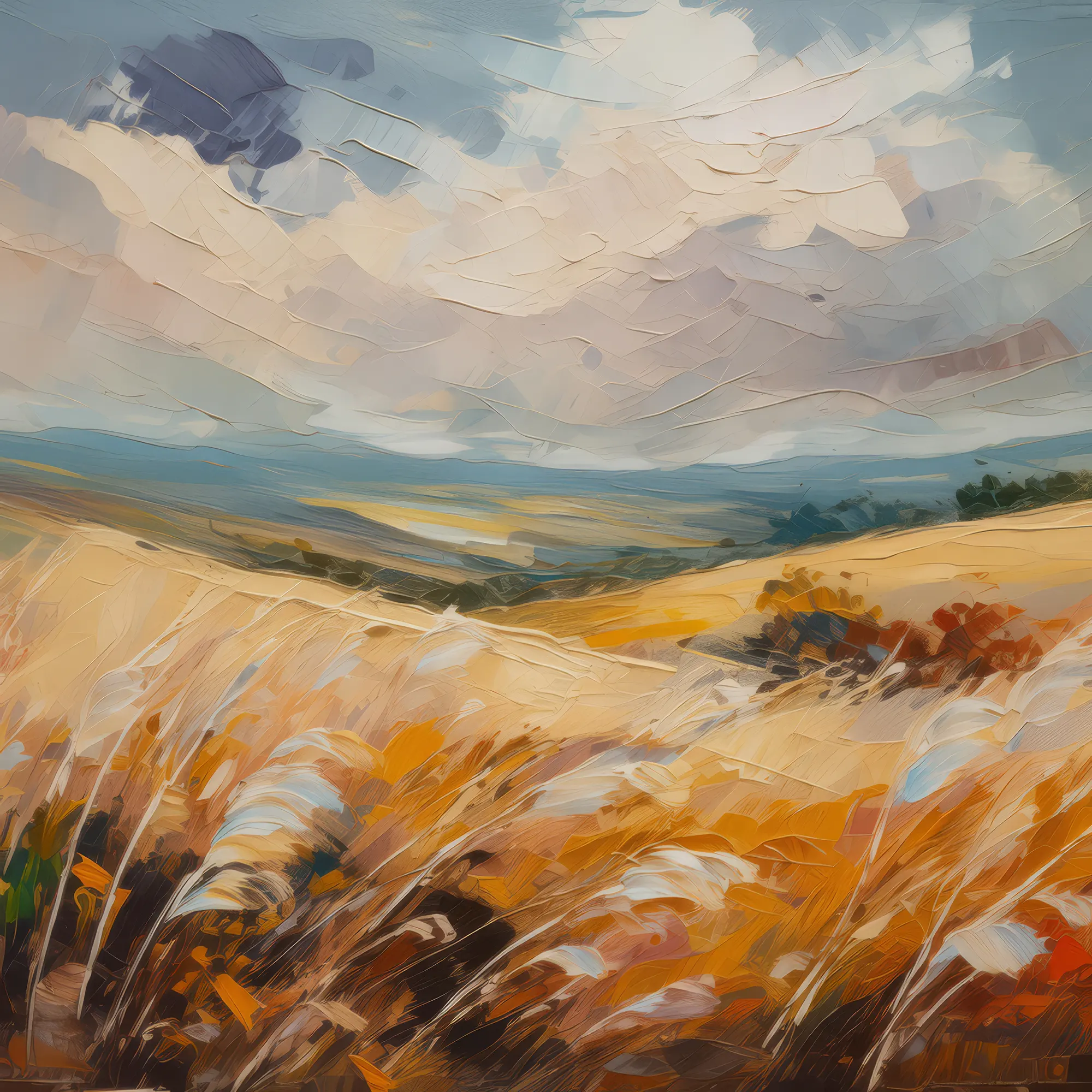 Painting: Wind-Swept Grassland
