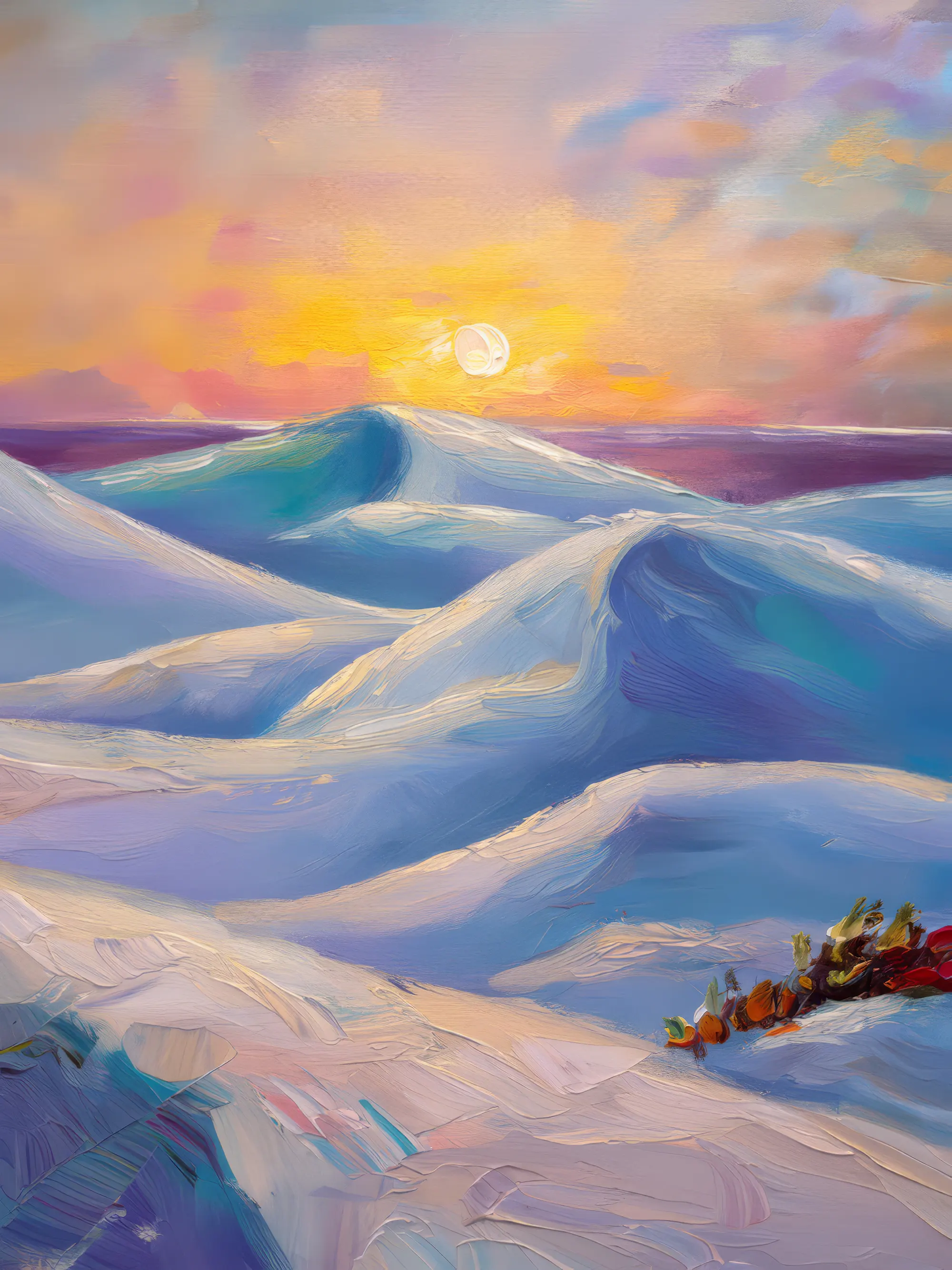 Painting: Windswept Arctic Dunes at Dawn