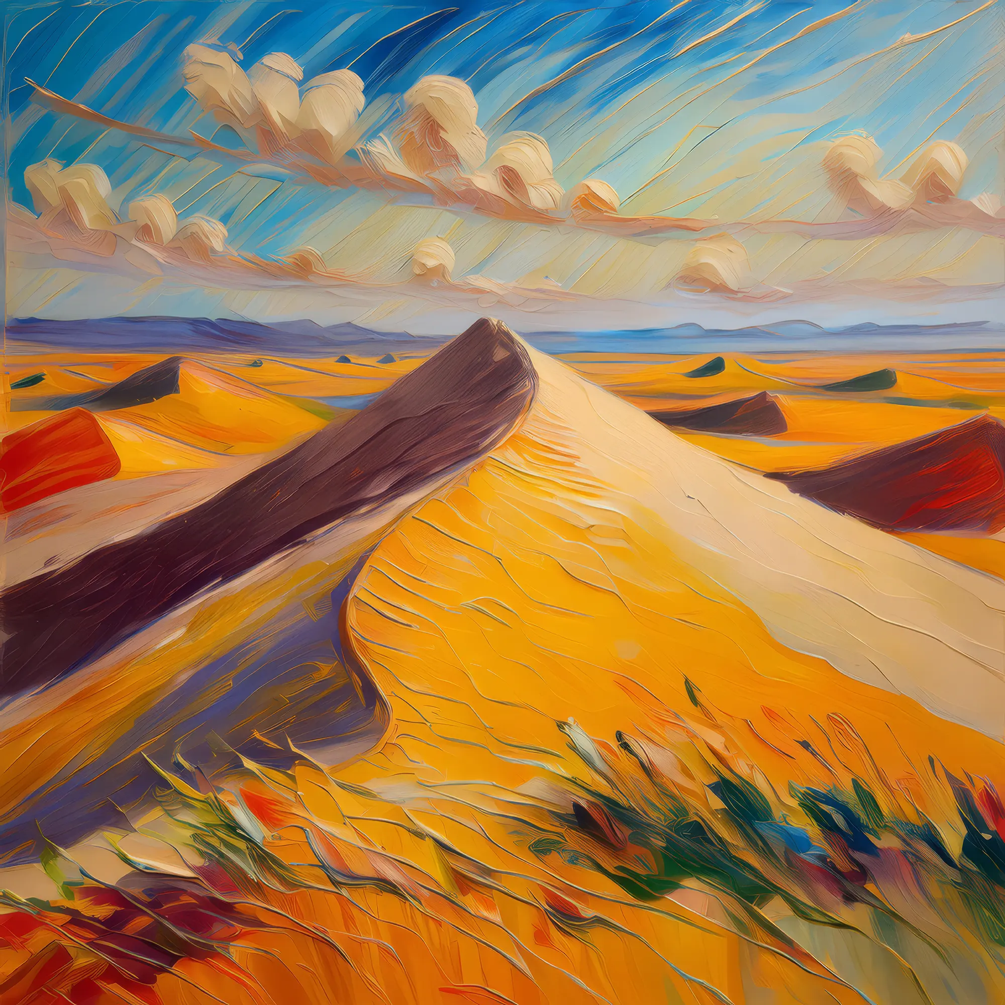 Painting: Windy Desert Dunes