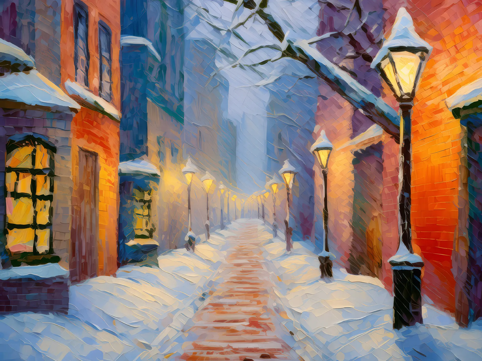 Painting: Winter Alley in Snow