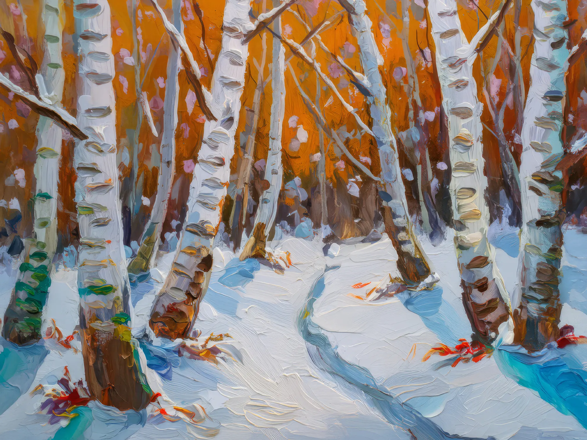 Painting: Winter Birch Forest