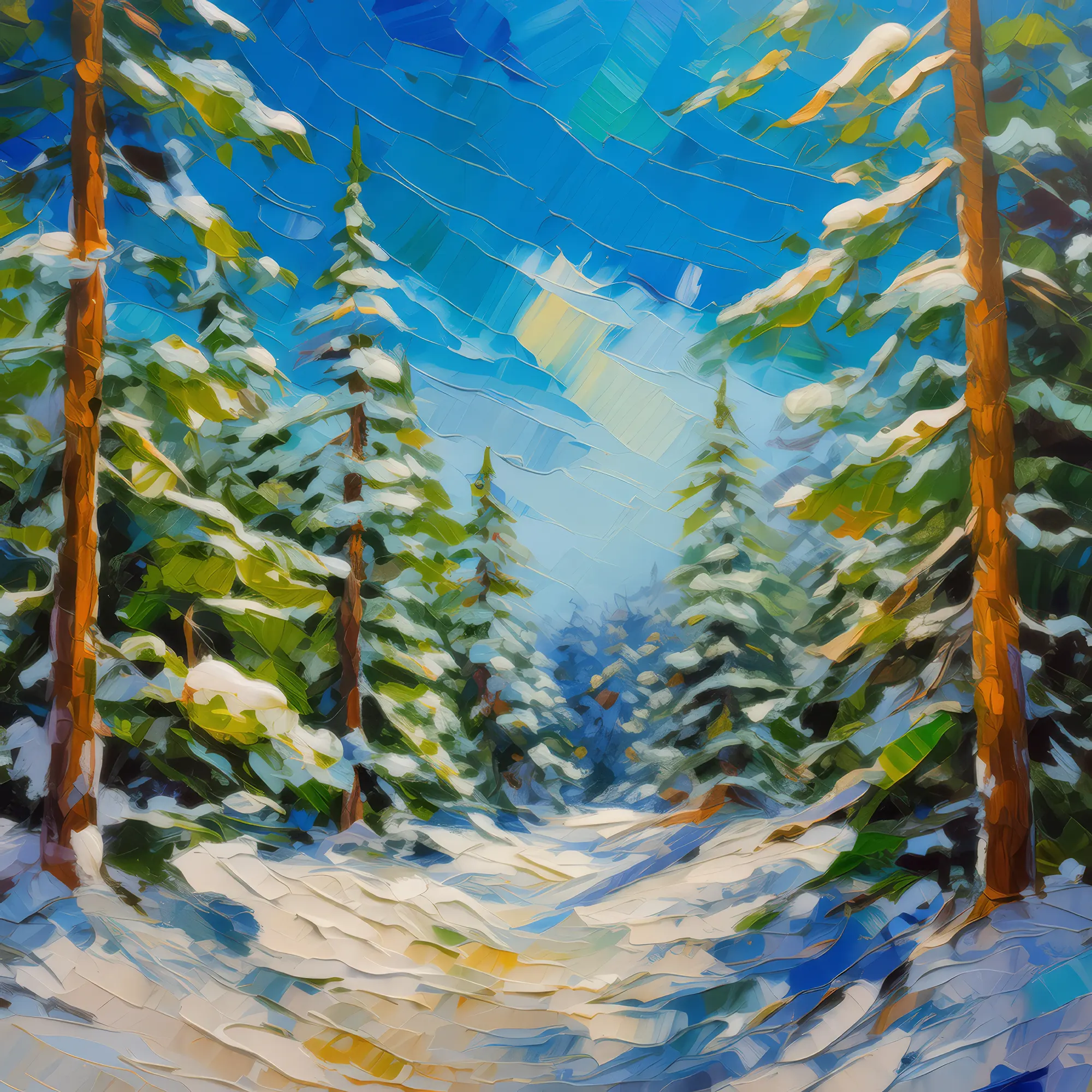 Painting: Winter Boreal Forest Scene