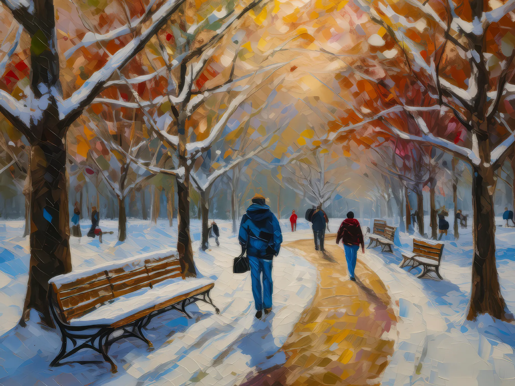 Painting: Winter City Park