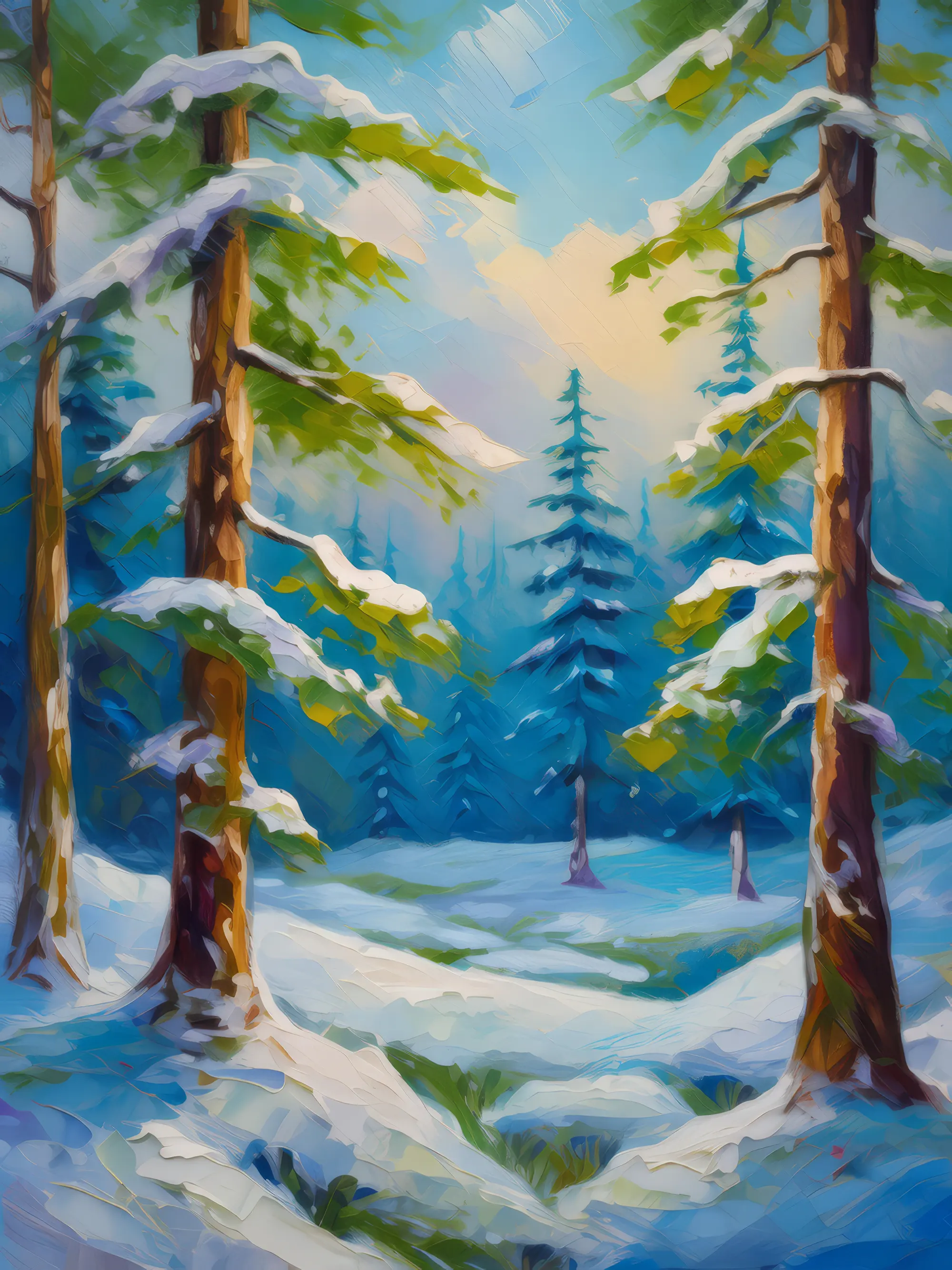 Painting: Winter Forest Clearing