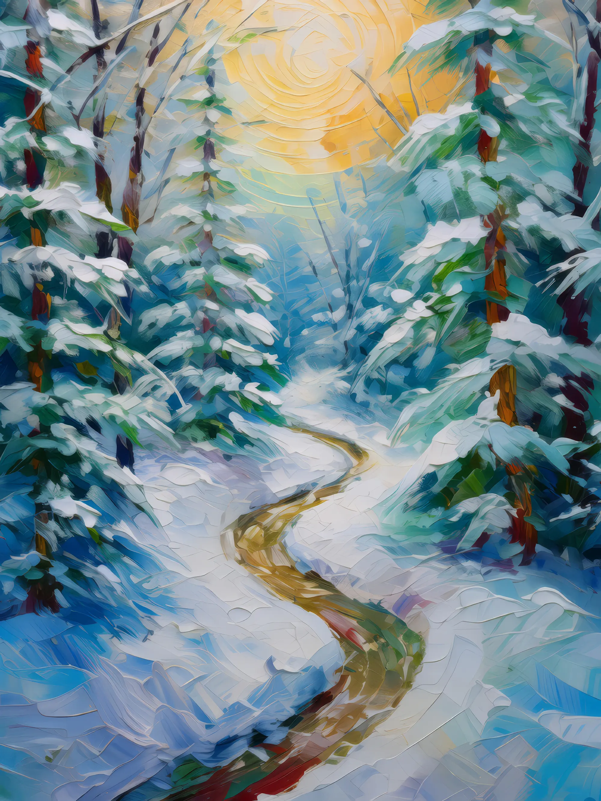 Painting: Winter Forest Pathway