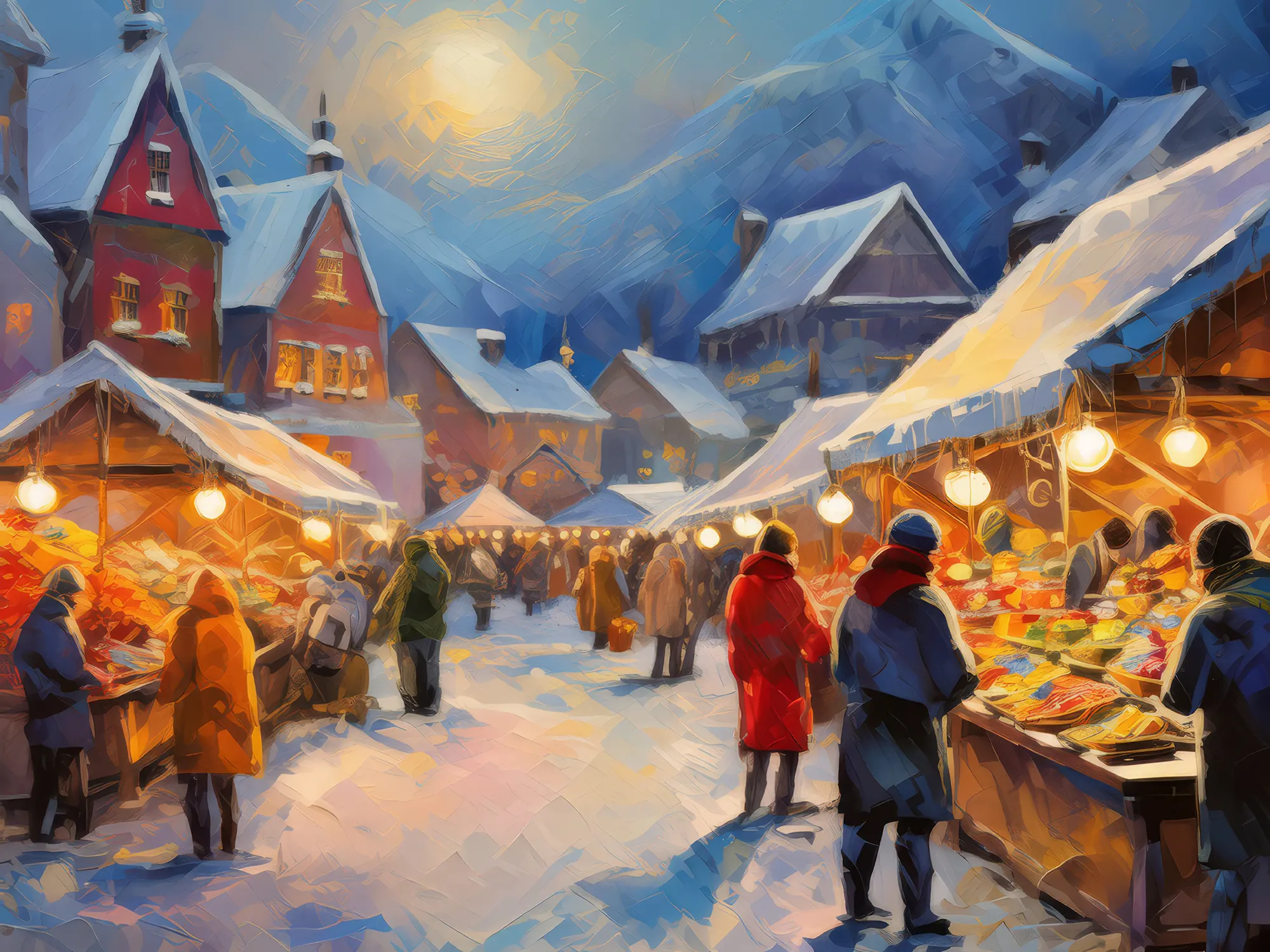 Painting: Winter Market in Scandinavia