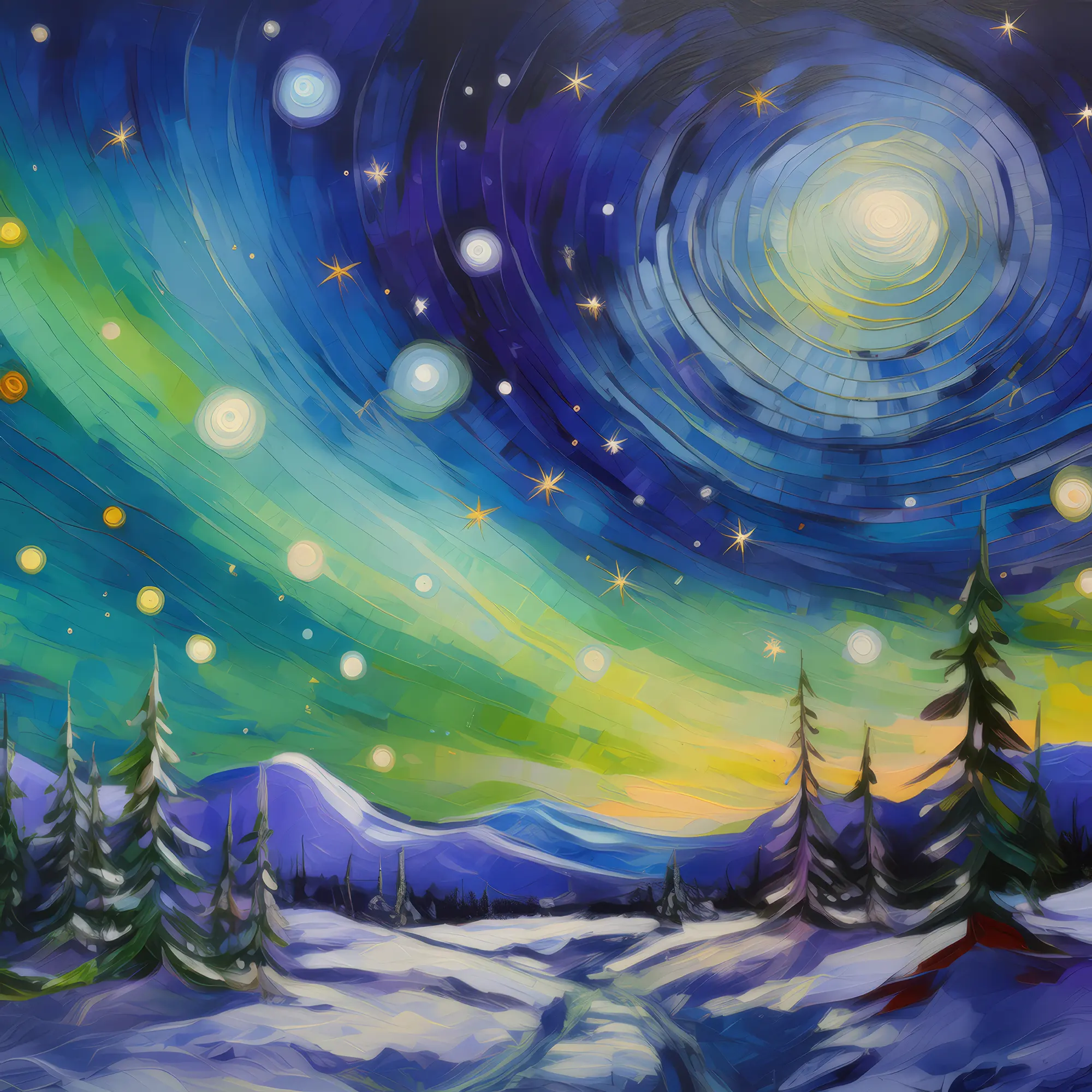 Painting: Winter Night in Tundra