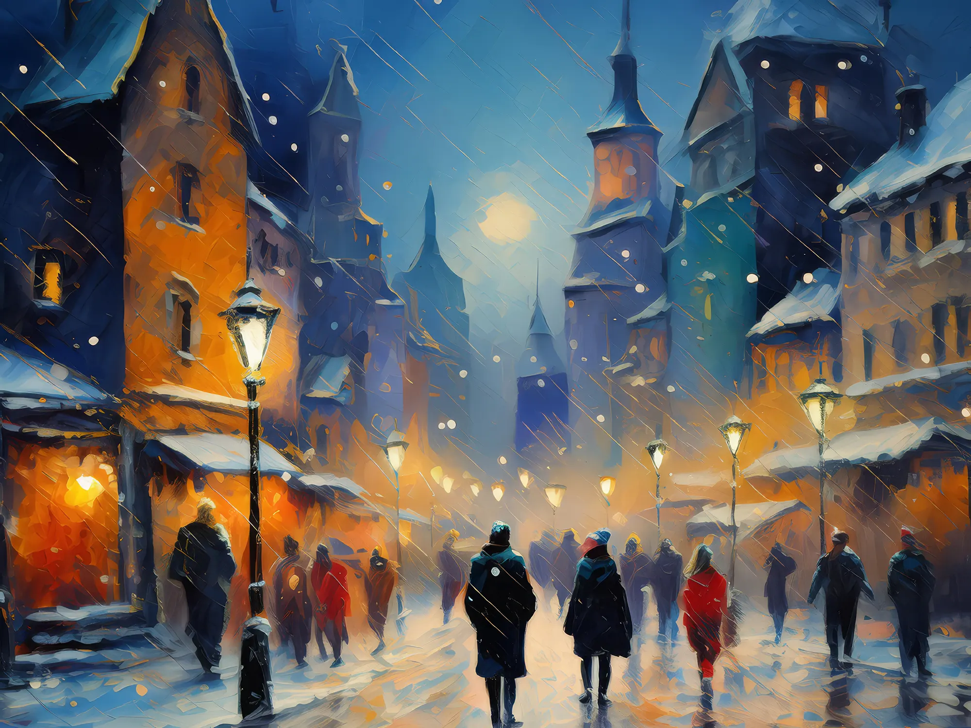 Painting: Winter Night in the City