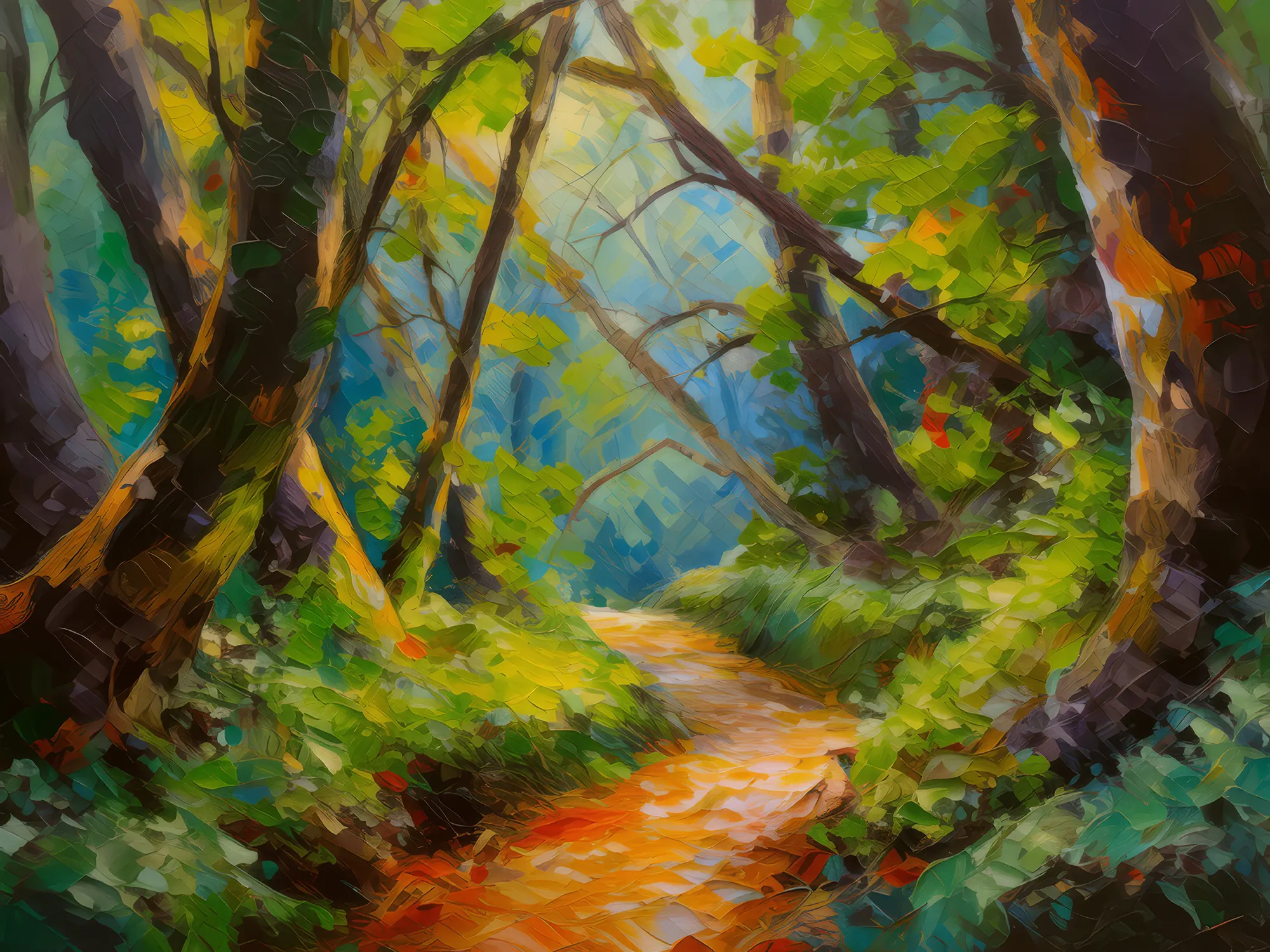 Painting: Woodland Path Discovery