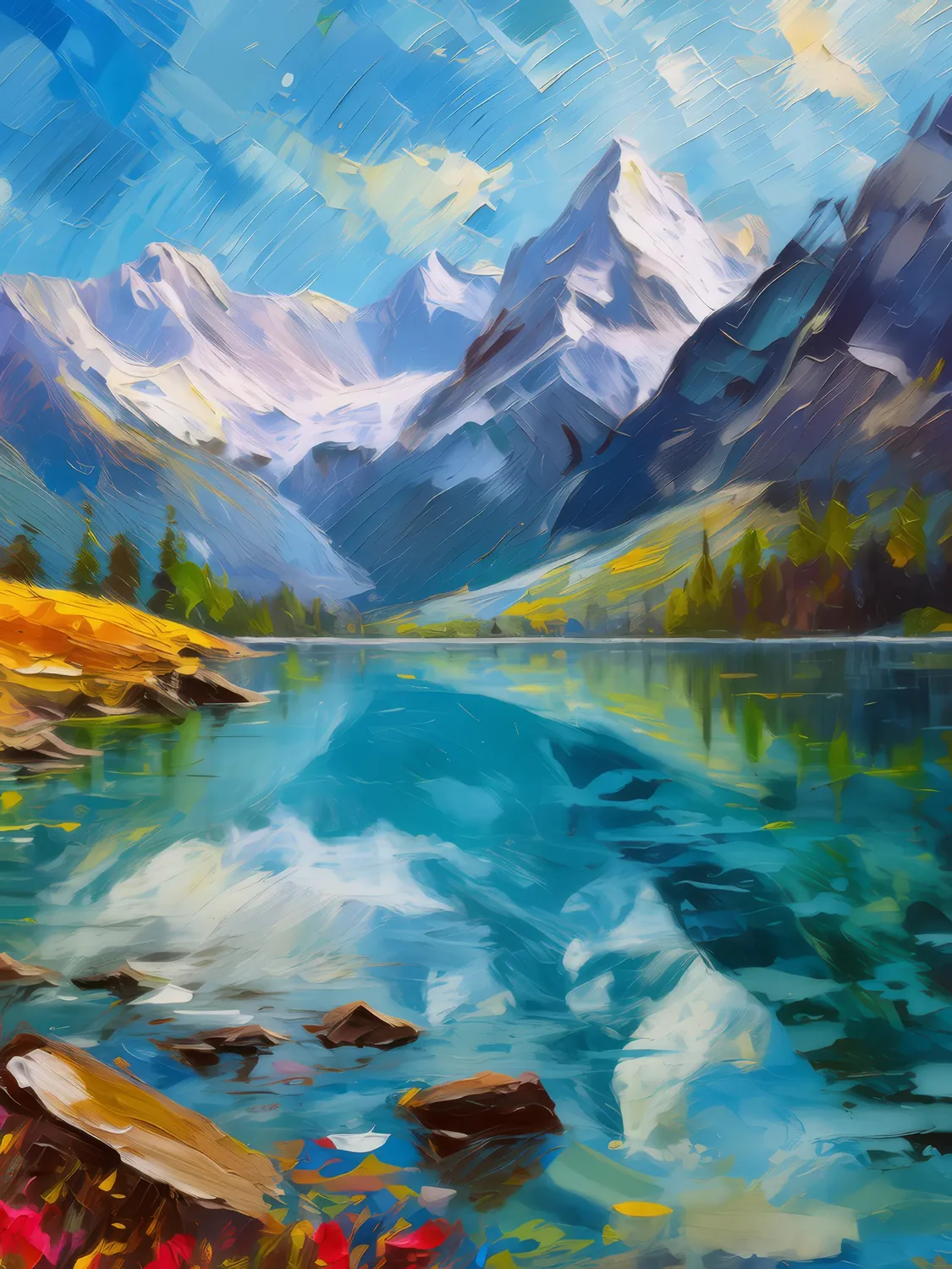 Painting: Alpine Lake Serenity