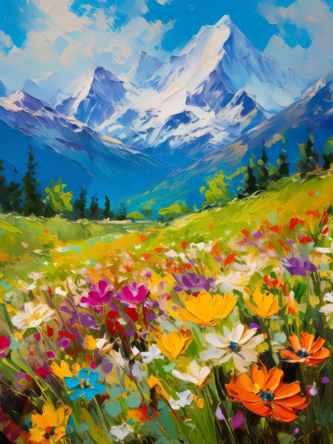 Painting: Alpine Spring Meadows
