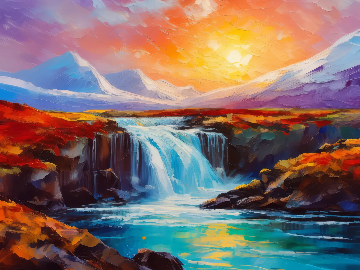 Painting: Arctic Waterfall’s Silent Flow
