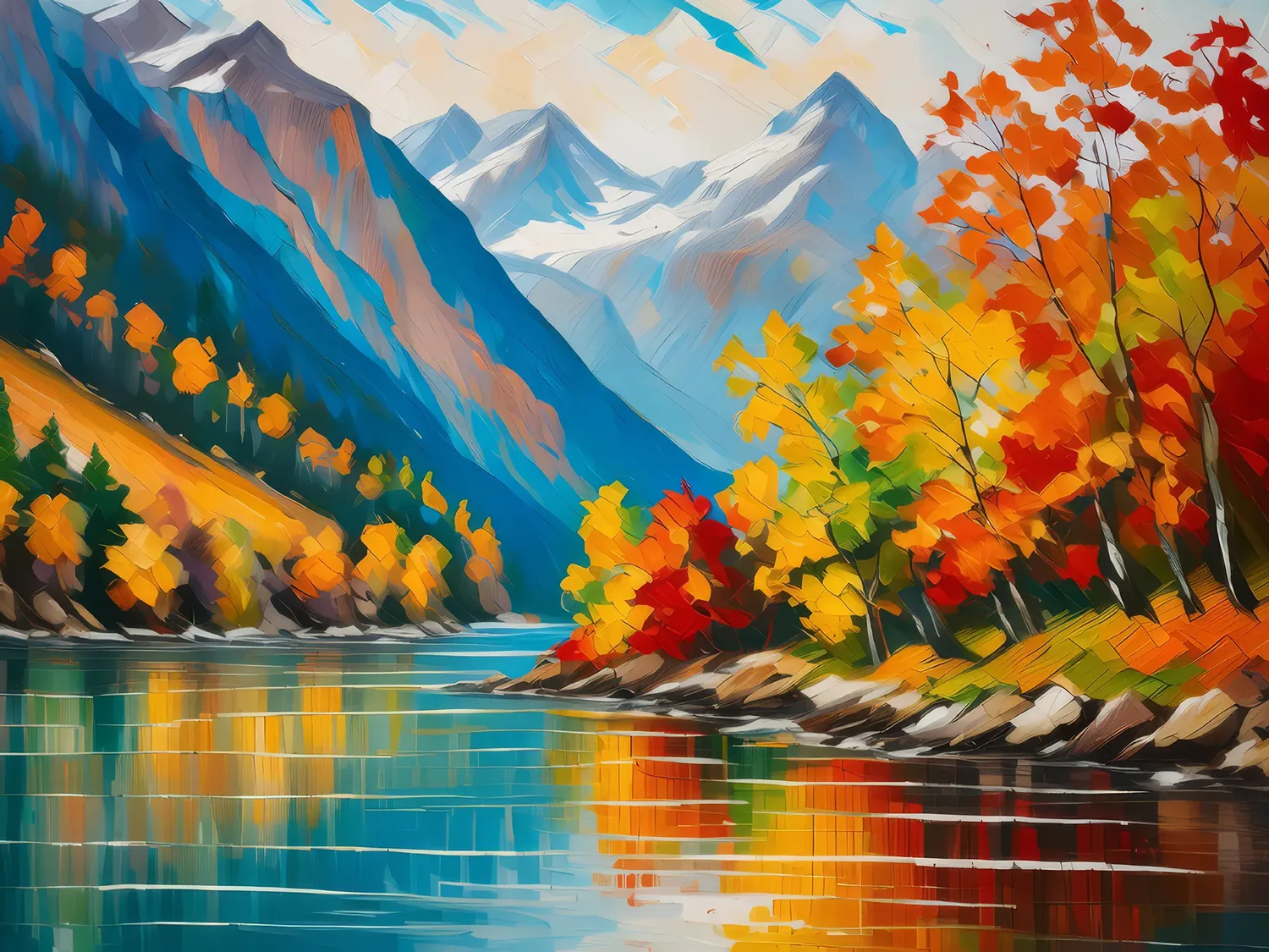 Painting: Autumn Colors Along the Fjord